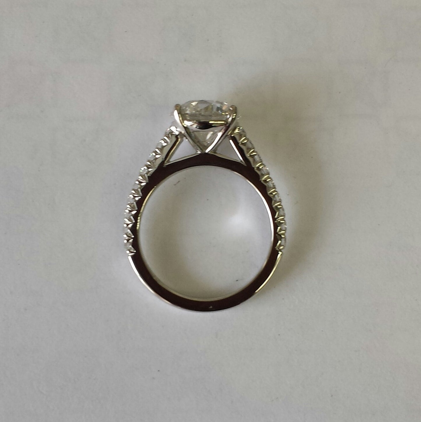 2ct Round Half French Pave Diamond Engagement Ring - Platinum,14K,18K gold Diamond Ring - Anniversary gift