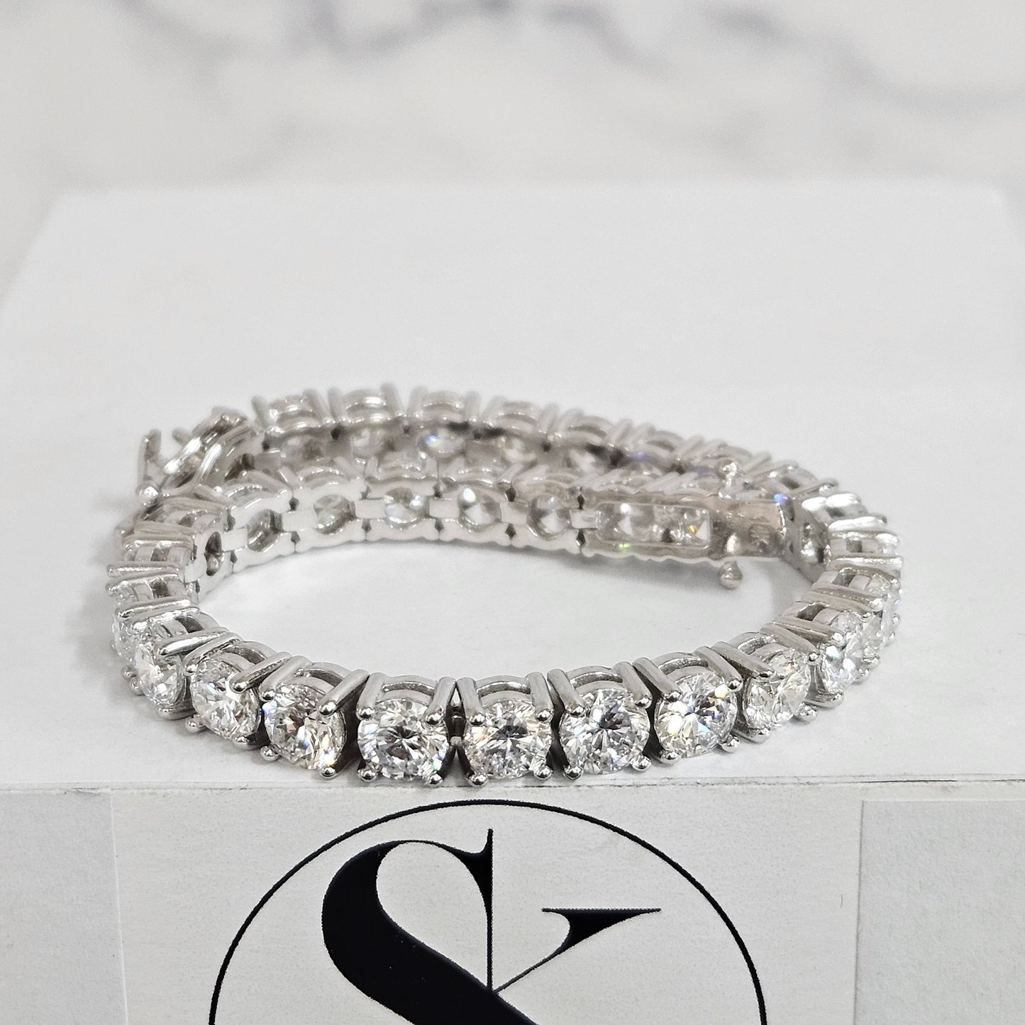 20ct Round Diamond Tennis Bracelet: 14K Gold Diamond Bracelet - Anniversary gift