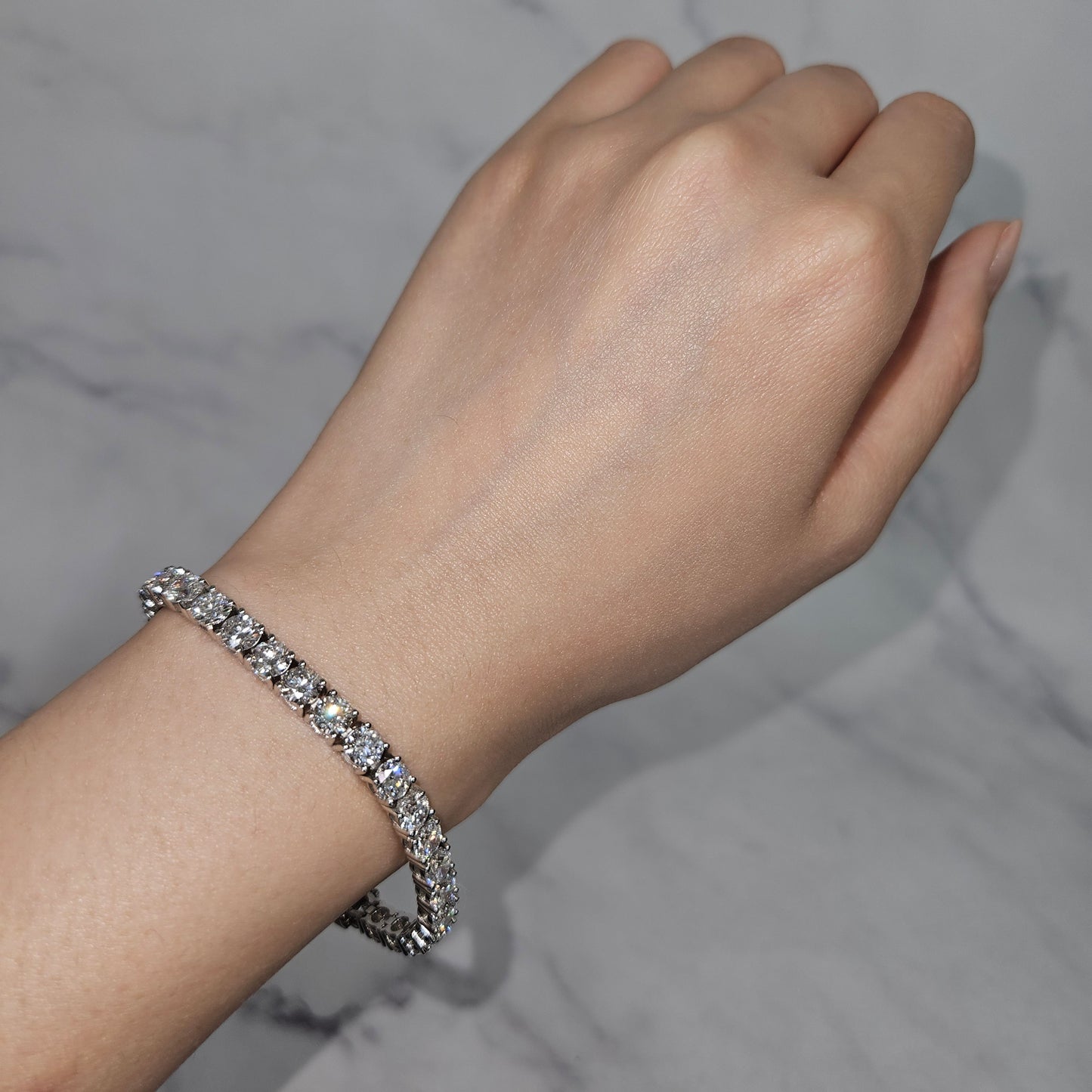 17ct Round Diamond Tennis Bracelet: 14K Gold Diamond Bracelet - Anniversary gift