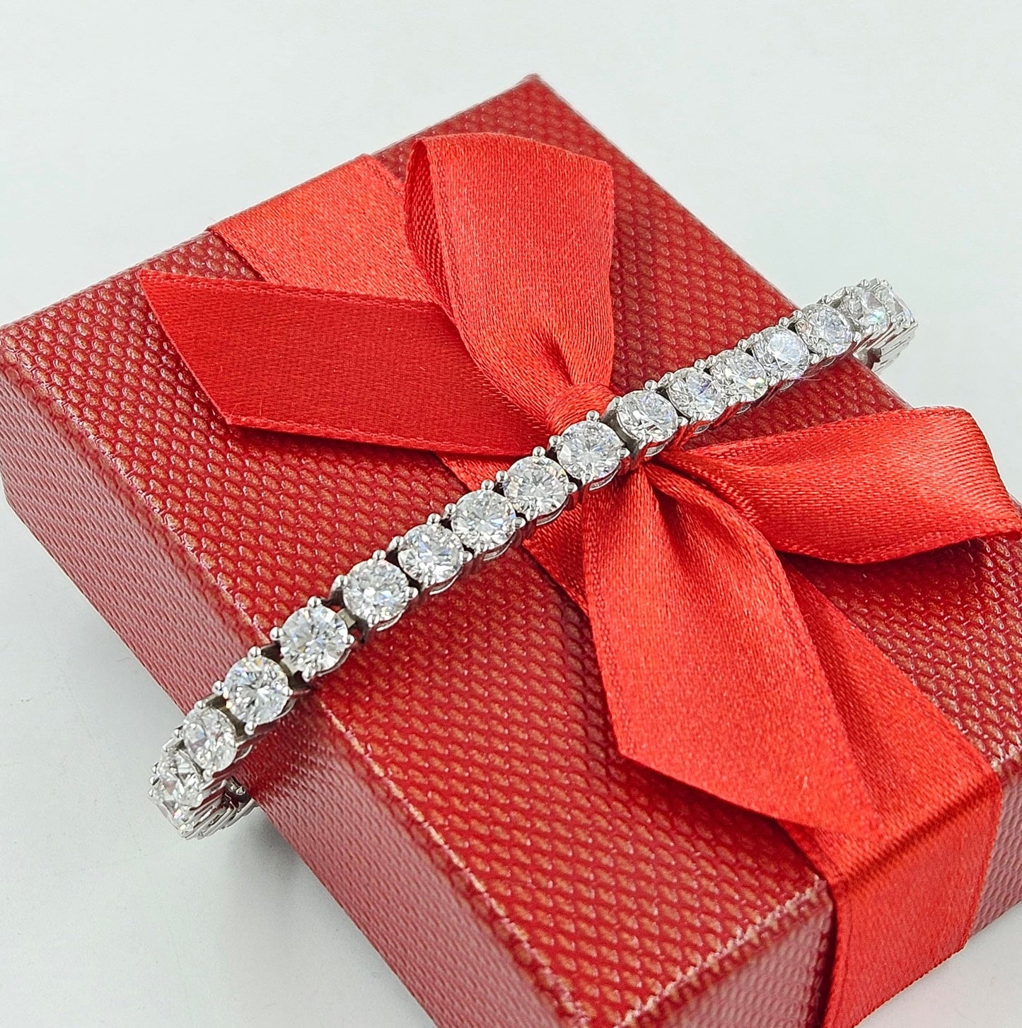 17ct Round Diamond Tennis Bracelet: 14K Gold Diamond Bracelet - Anniversary gift
