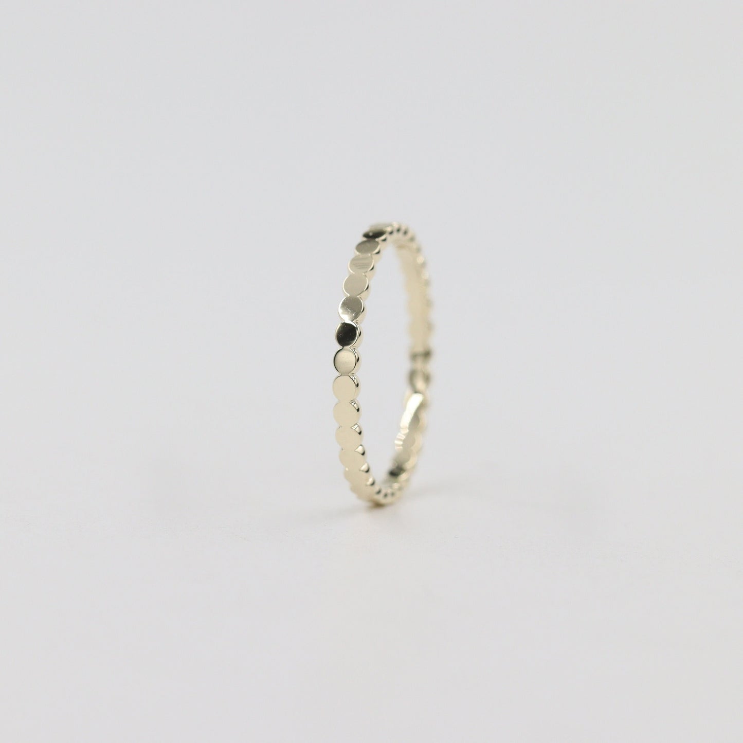 14K Gold Flat Bead Ring/ Dotted Band/ Perfect Matching Band/ Flat Circle Wedding Band/ Stackable Ring / Anniversary Gift