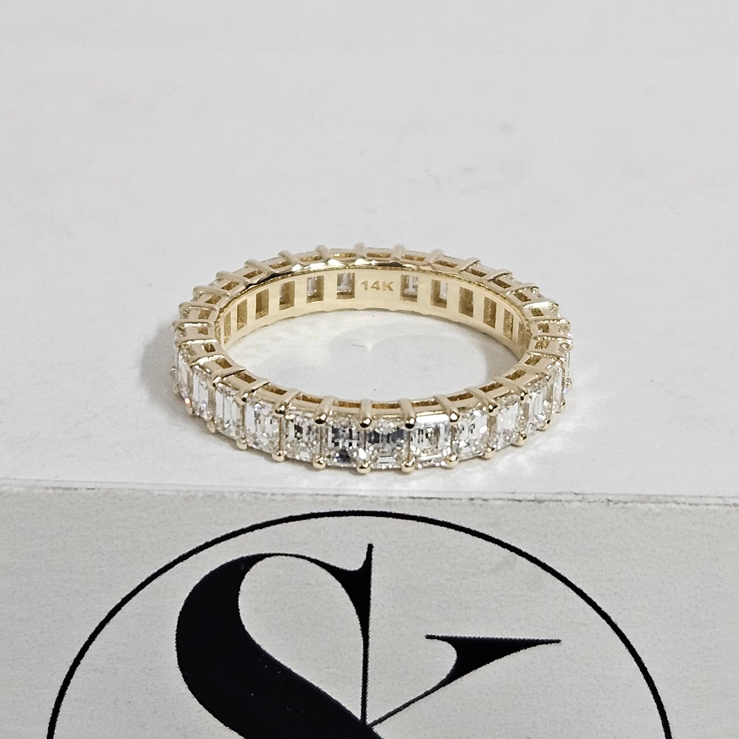 2.8ct Emerald Cut Natural Diamond Full Eternity 14K Gold Wedding Band- Anniversary Gift