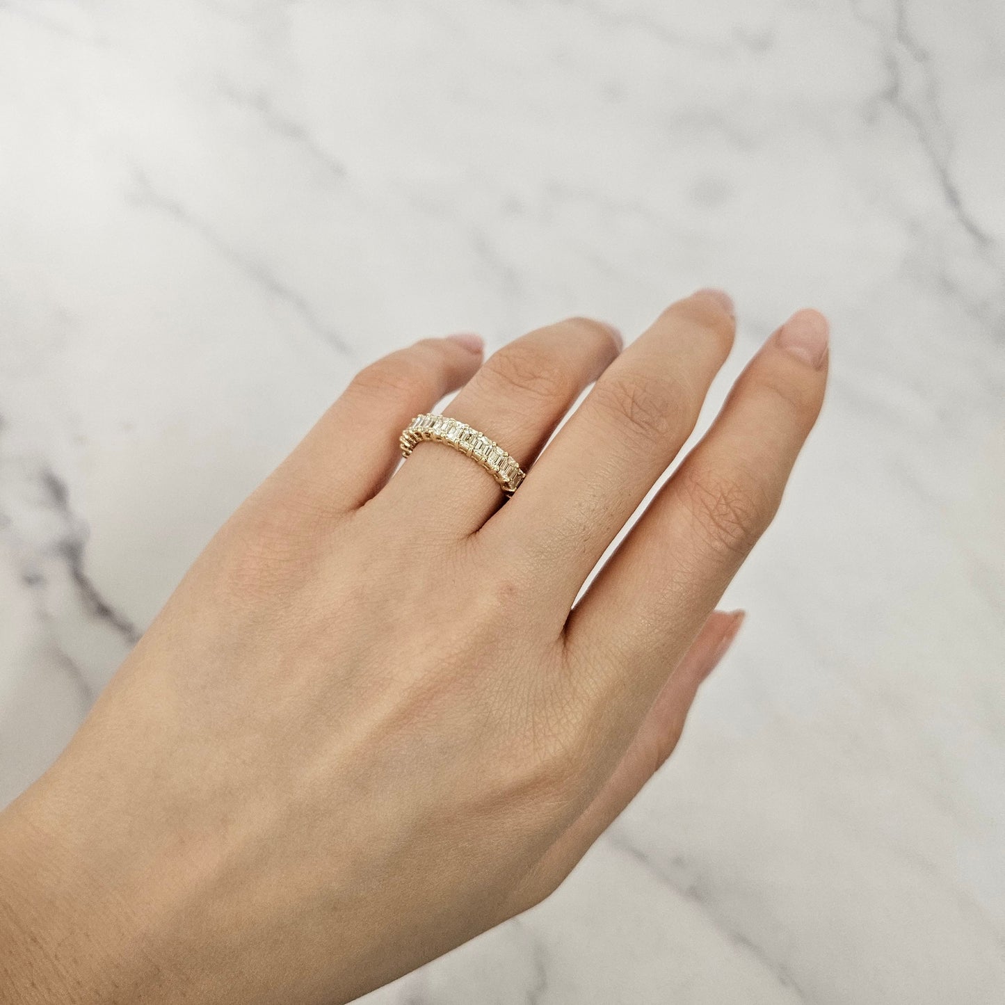 2.8ct Emerald Cut Natural Diamond Full Eternity 14K Gold Wedding Band- Anniversary Gift