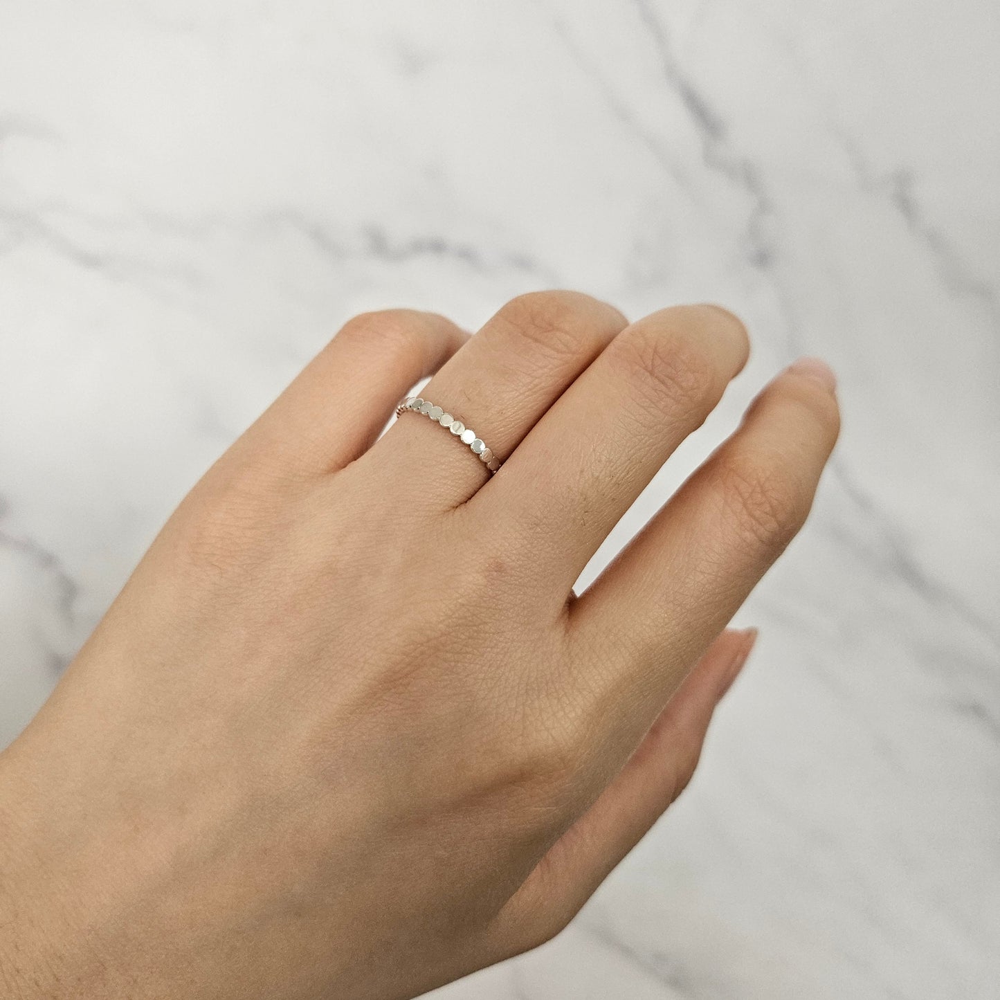14K Gold Flat Bead Ring/ Dotted Band/ Perfect Matching Band/ Flat Circle Wedding Band/ Stackable Ring / Anniversary Gift