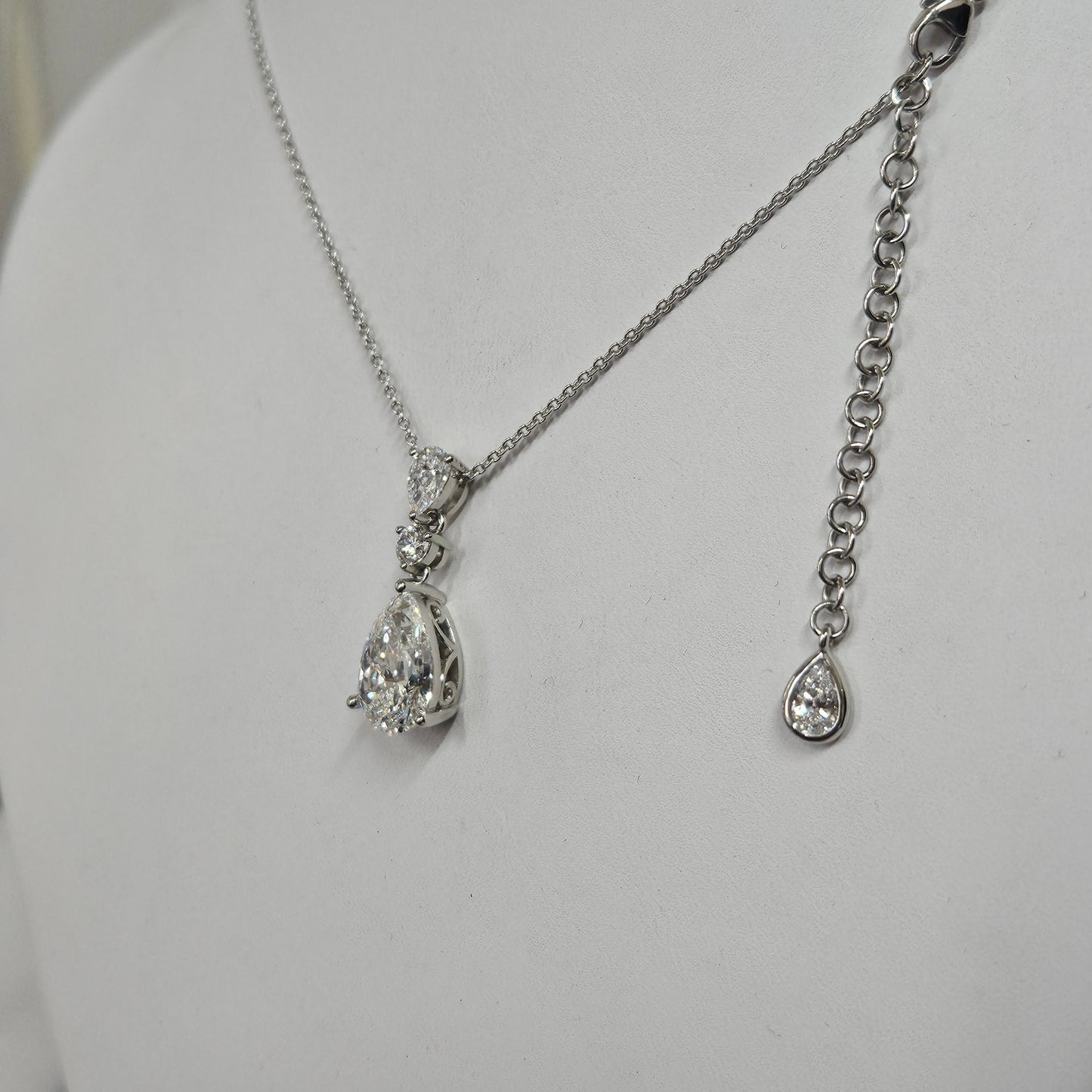 Pear Diamond Pendant: 14K,18K Gold ,Platinum Anniversary Necklace, T0tal 5.6ct Diamond Pendant