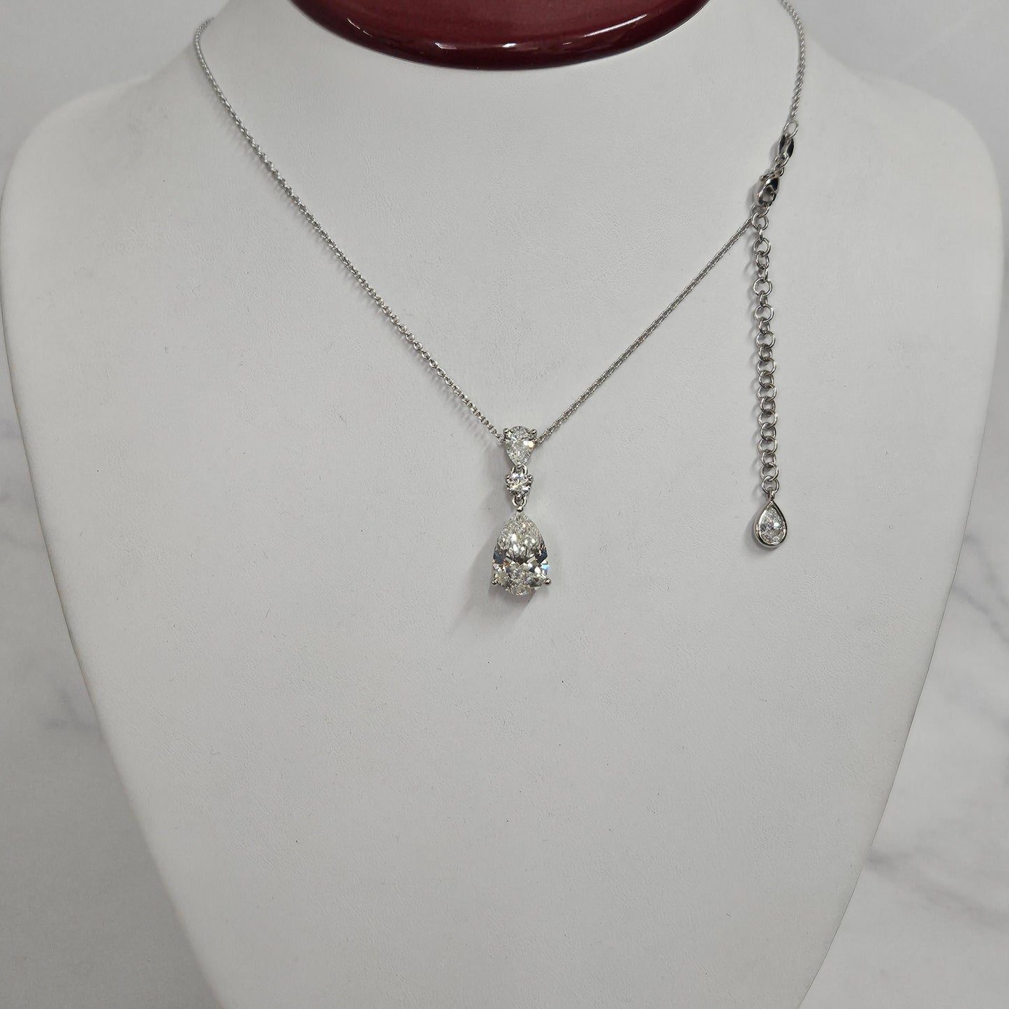 Pear Diamond Pendant: 14K,18K Gold ,Platinum Anniversary Necklace, T0tal 5.6ct Diamond Pendant