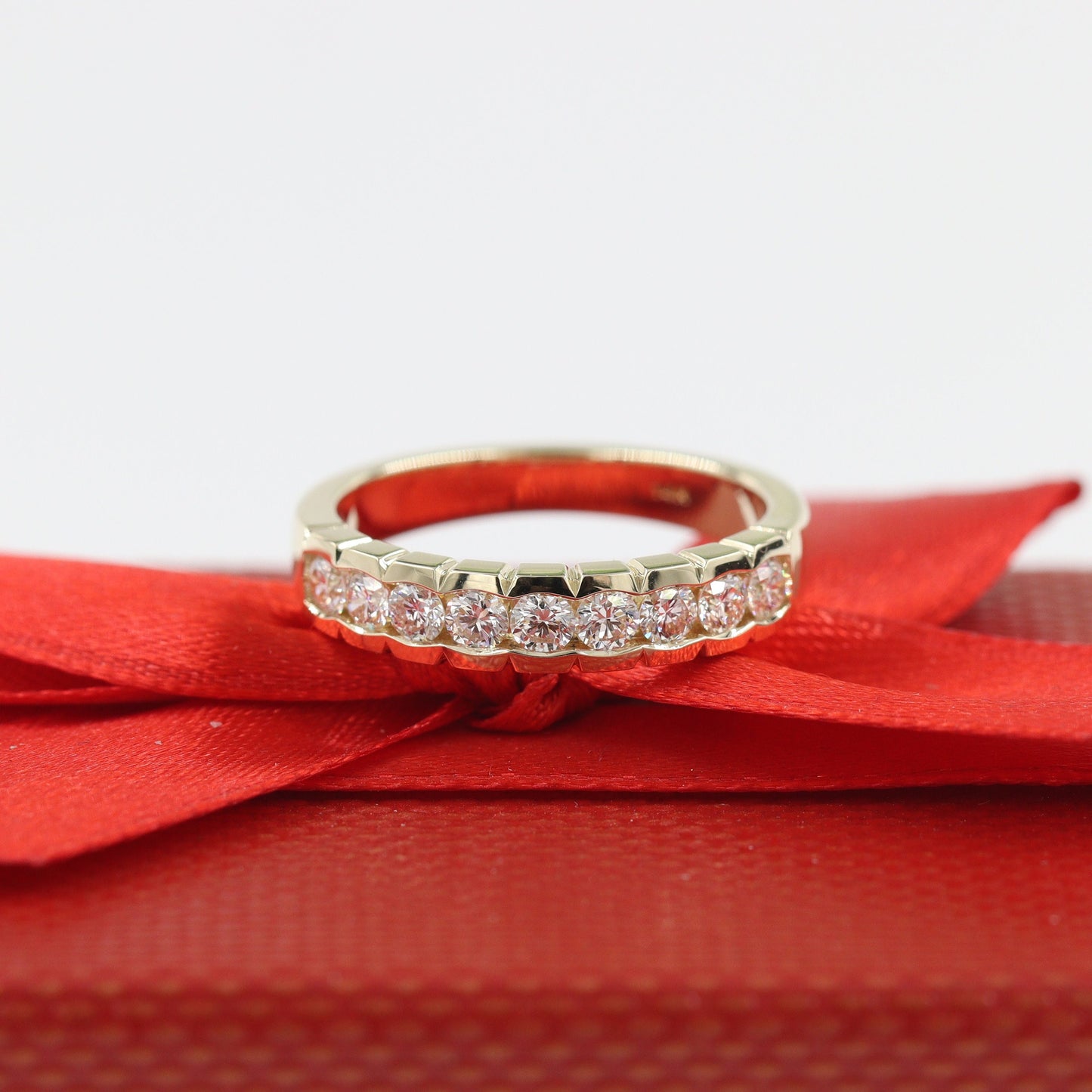 14K Gold Natural Diamond Eternity Band: 18K Gold ,Platinum Channel Set Round Diamond Wedding 4.5mm Ring - Anniversary gift