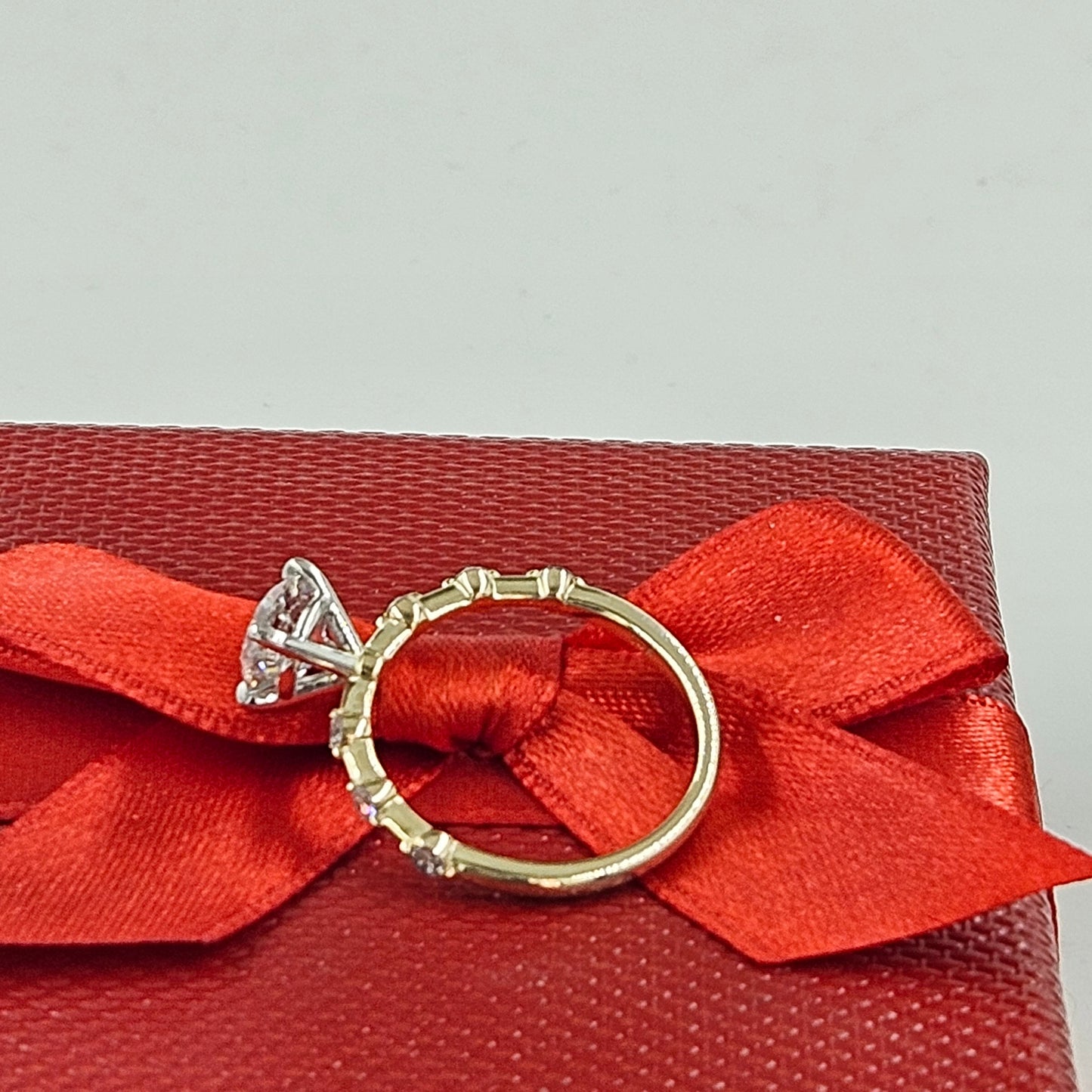 Handmade Total 1.37ct Diamond Engagement Ring: 14K Gold Anniversary Ring