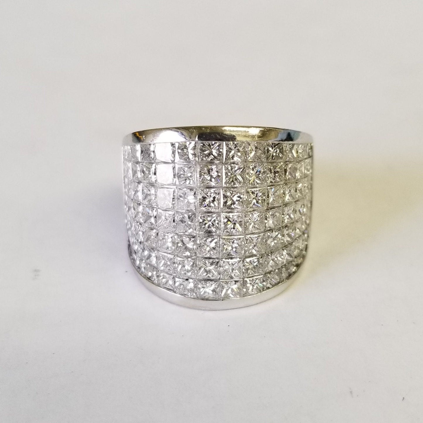 7Row Invisible Set 4.5ct Natural Diamond Women's Ring/Platinum,14K,18K gold Width 20mm Women's Diamond Ring/Anniversary gift