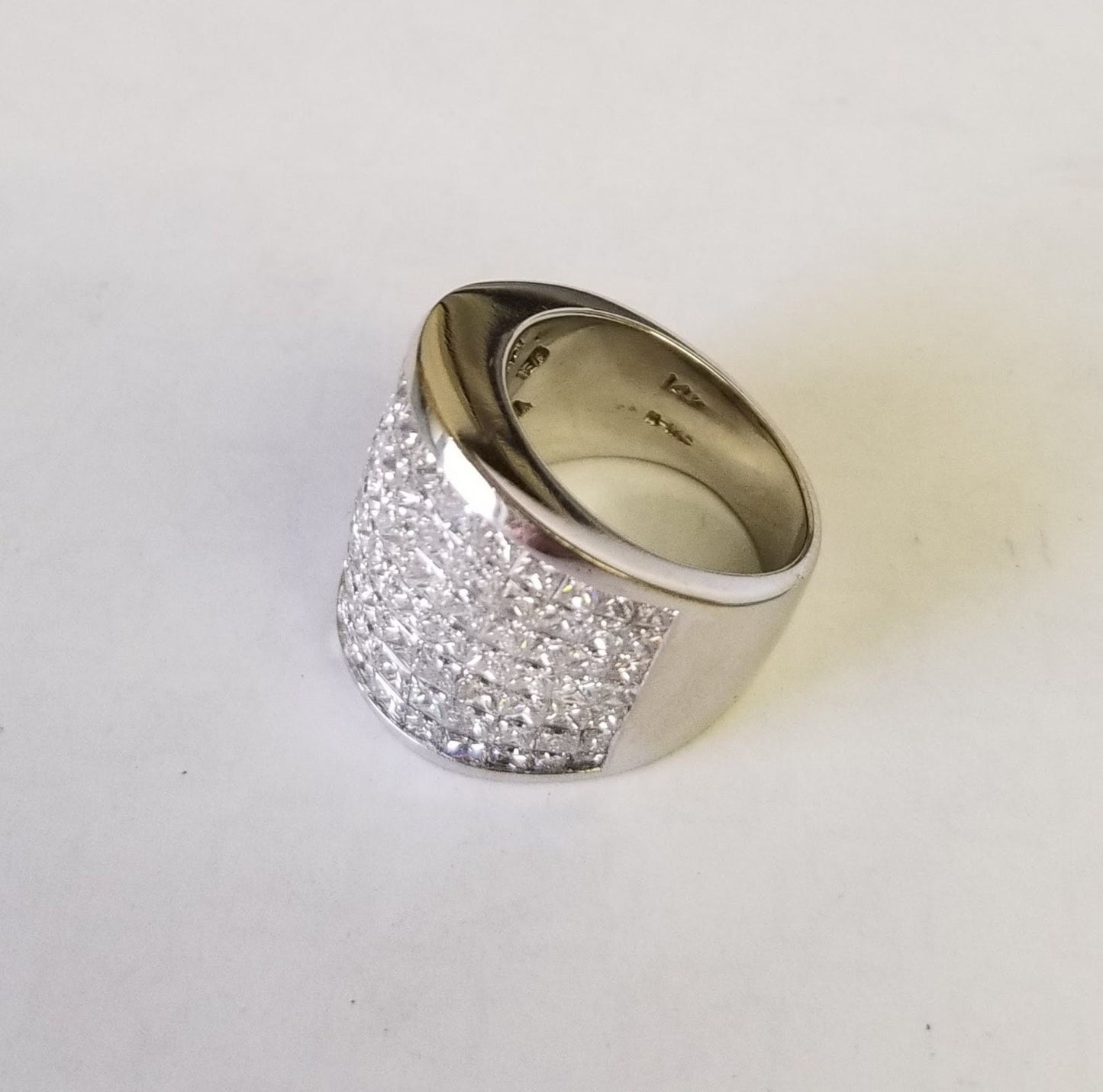 7Row Invisible Set 4.5ct Natural Diamond Women's Ring/Platinum,14K,18K gold Width 20mm Women's Diamond Ring/Anniversary gift