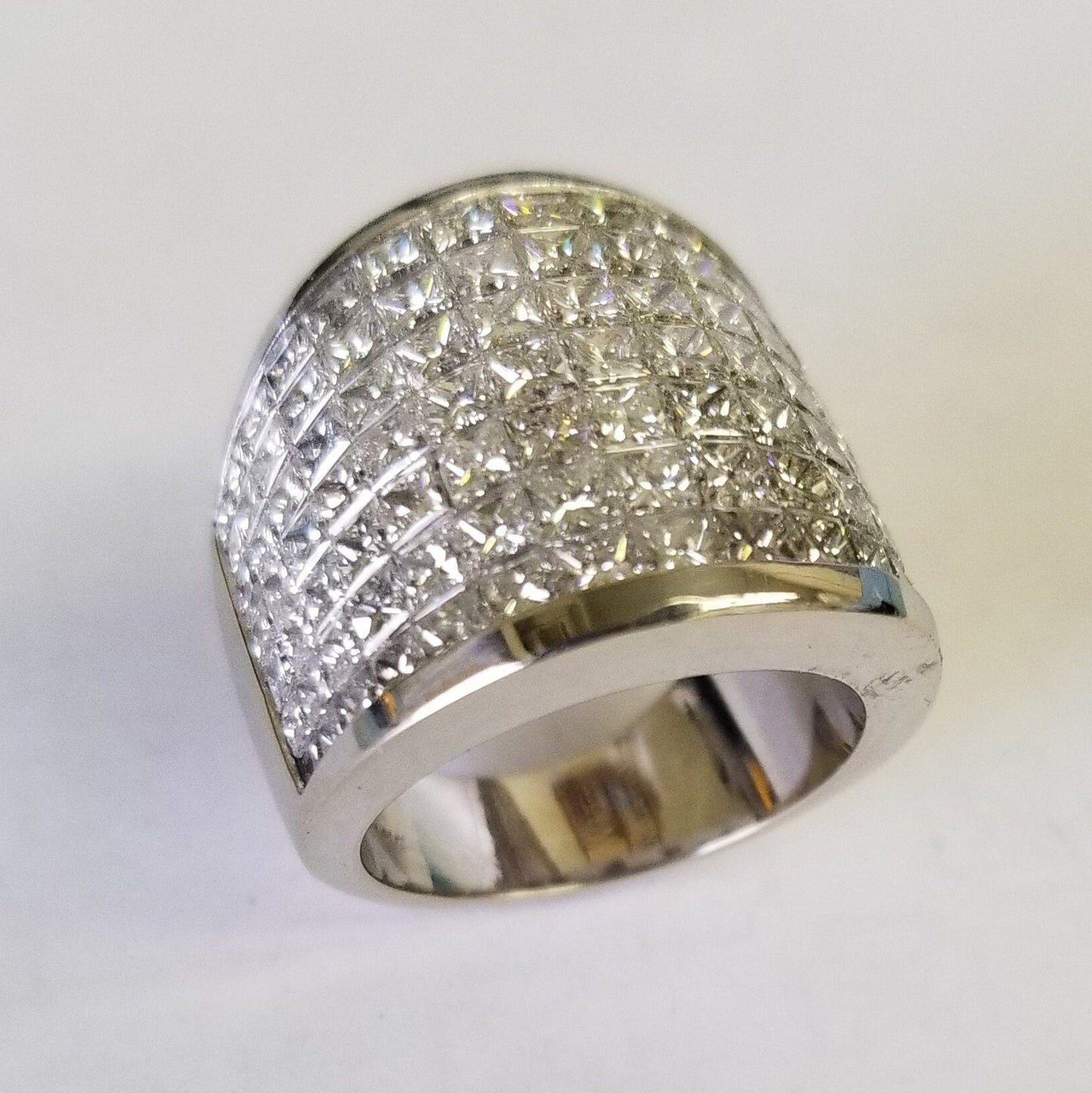 7Row Invisible Set 4.5ct Natural Diamond Women's Ring/Platinum,14K,18K gold Width 20mm Women's Diamond Ring/Anniversary gift