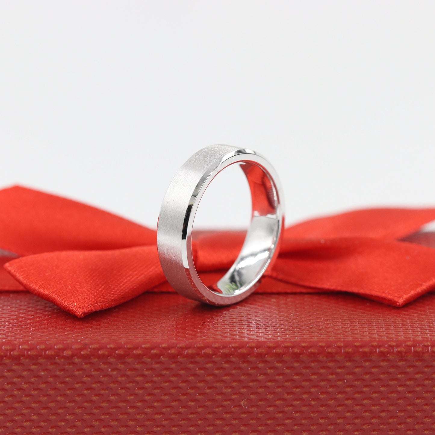 Handmade Platinum Wedding Band: Sand Blasted Men's 5.5mm Ring - Anniversary Gift