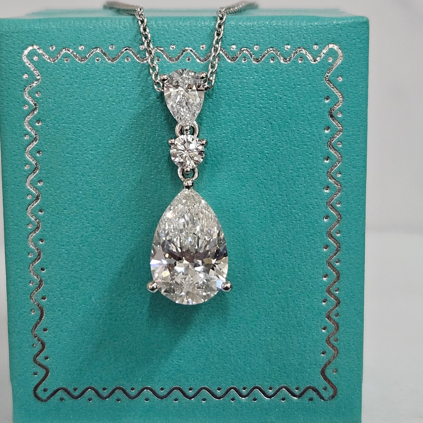 Pear Diamond Pendant: 14K,18K Gold ,Platinum Anniversary Necklace, T0tal 5.6ct Diamond Pendant