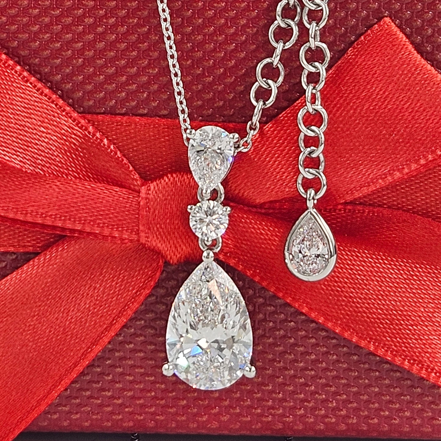 Pear Diamond Pendant: 14K,18K Gold ,Platinum Anniversary Necklace, T0tal 5.6ct Diamond Pendant