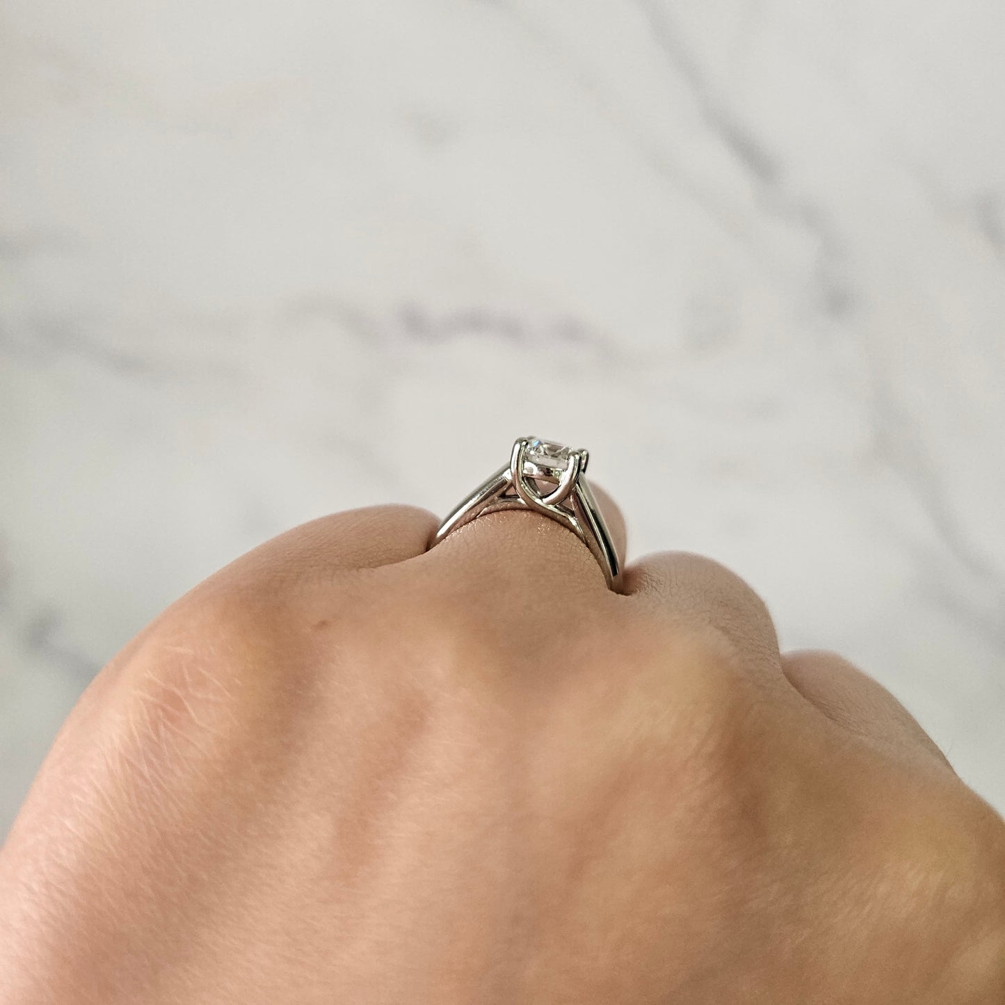 1~3ct Round Solitaire Diamond Platinum Engagement Ring - Anniversary gift