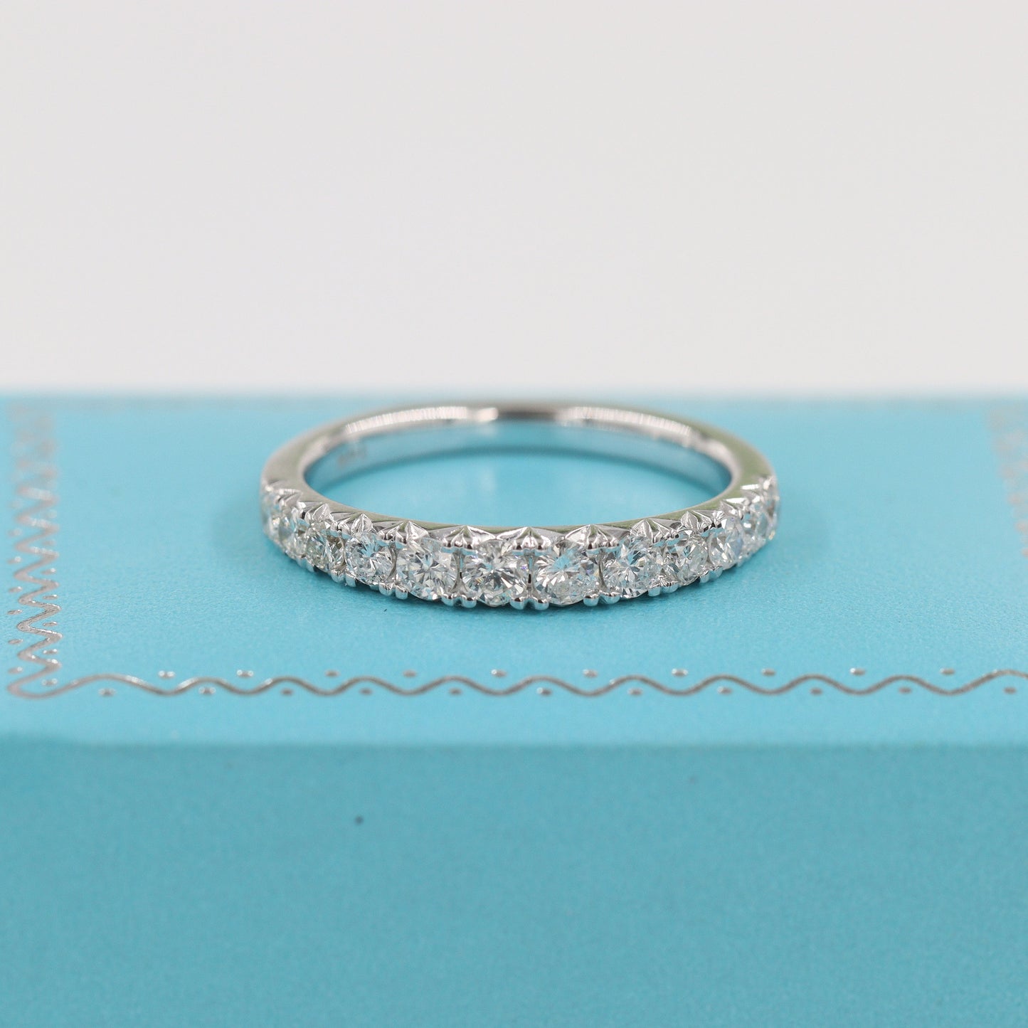 French Pave Natural Diamond Wedding Band: 0.75ct Half Eternity Ring- Anniversary Gift