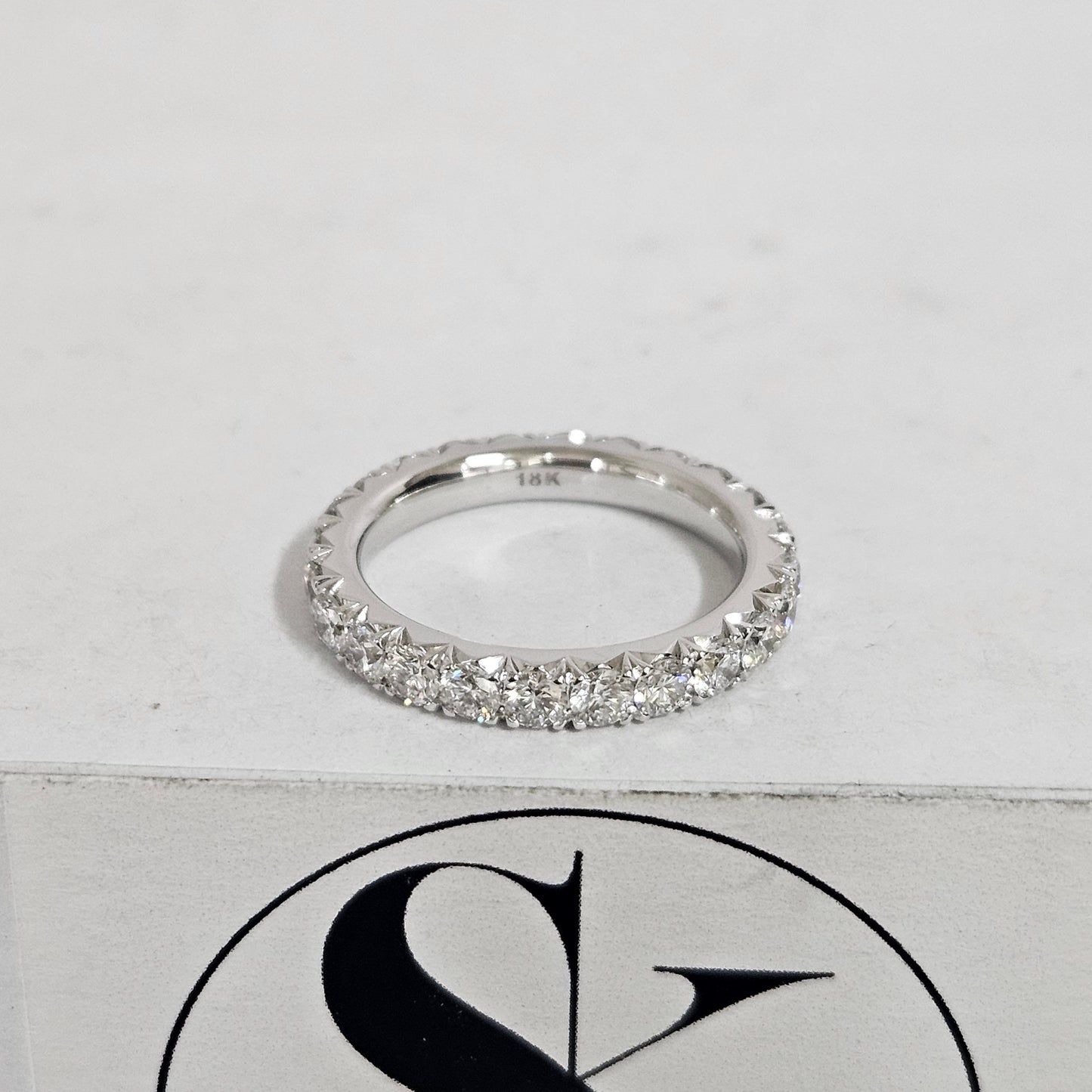 14K Gold Full Eternity Diamond Wedding Band - French Pave 3.0mm Width Diamond Ring - Anniversary gift