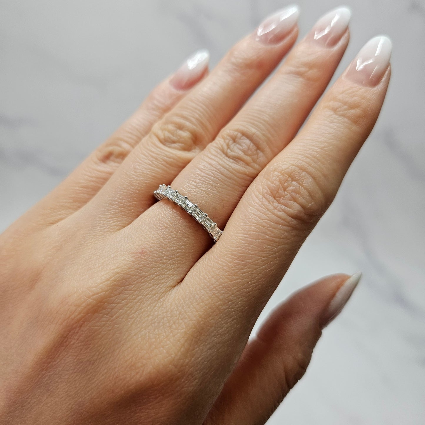 Emerald Cut Natural Diamond Eternity Band: 14K Gold Wedding Ring - Anniversary gift