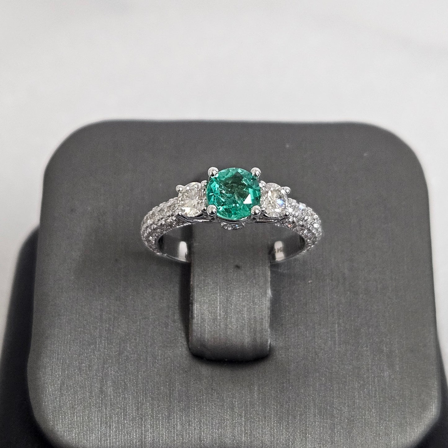 Natural Diamond Emerald Engagement Ring/14k Solid Gold Diamond Emerald Ring/Danity Engagement Ring /Gift for her/Annivesary gift