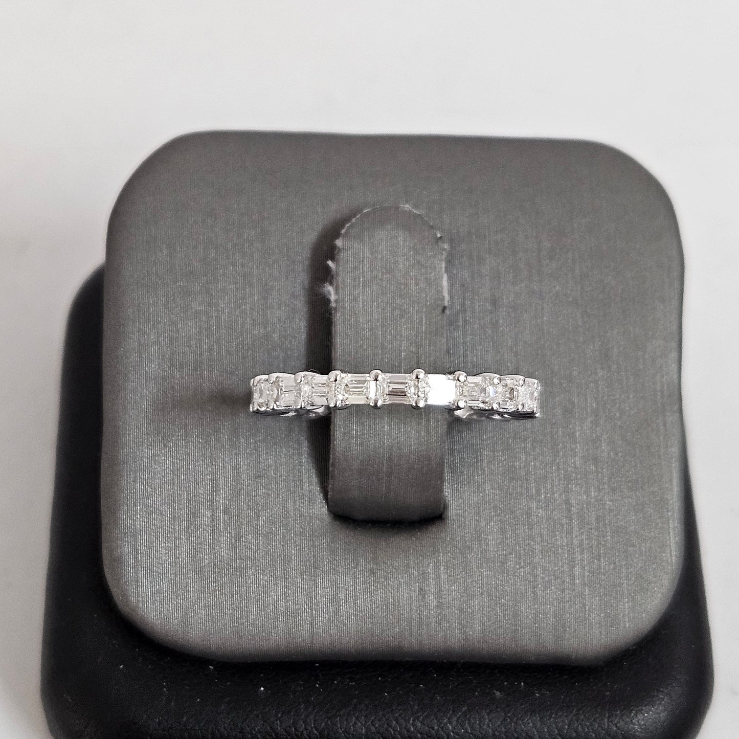 Emerald Cut Natural Diamond Eternity Band: 14K Gold Wedding Ring - Anniversary gift