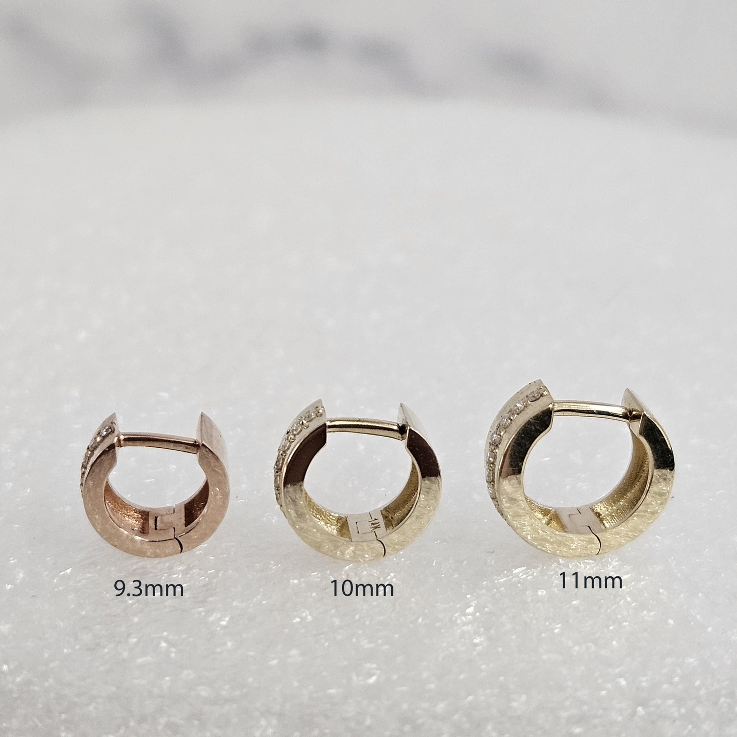 14k Gold Diamond Huggie Earrings, Anniversary Gift