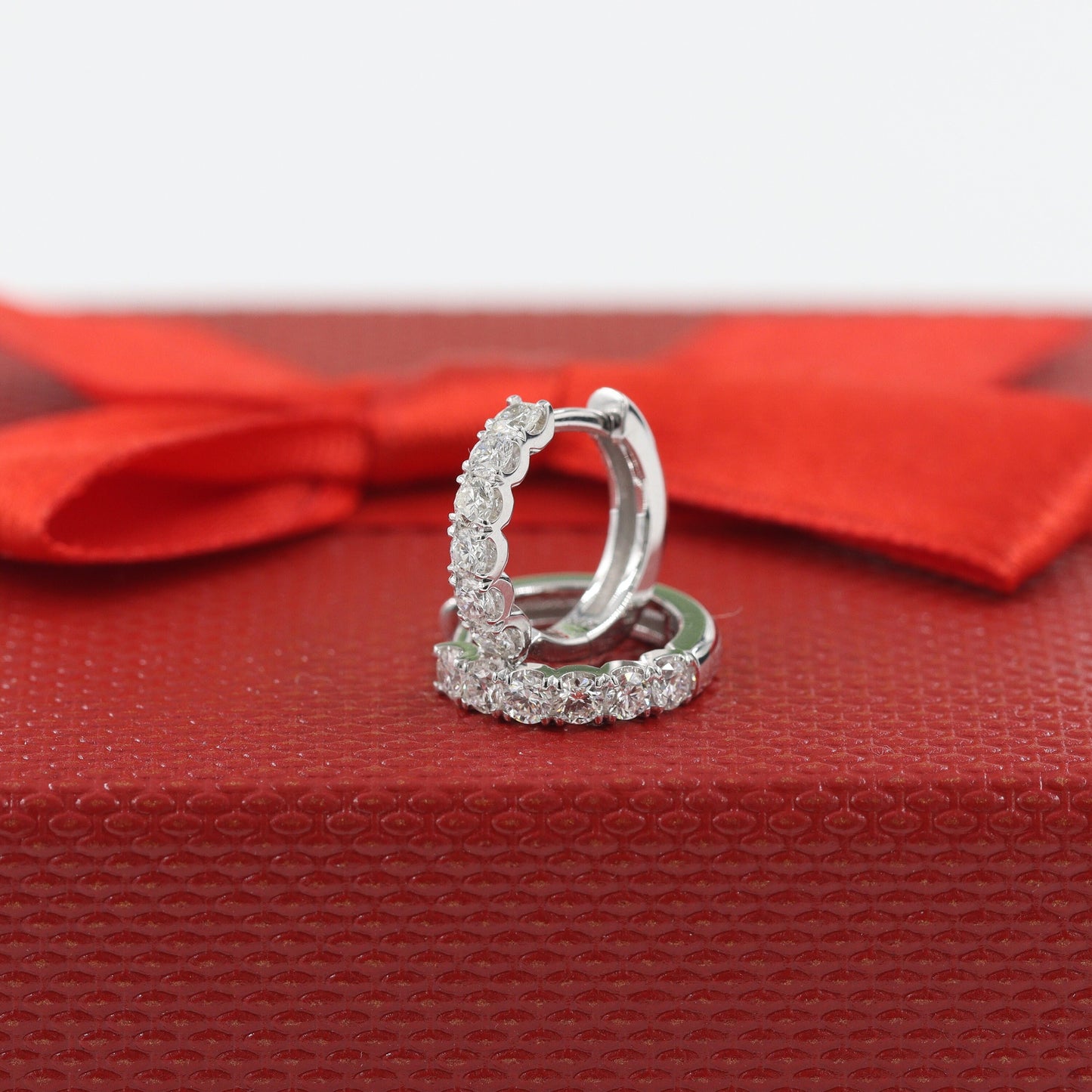 Natural Diamond Diameter 13mm Earrings/ Diamond Hoop Earring/ 14K,18K gold Natural Diamond Hoop Earrings/ Anniversary gift