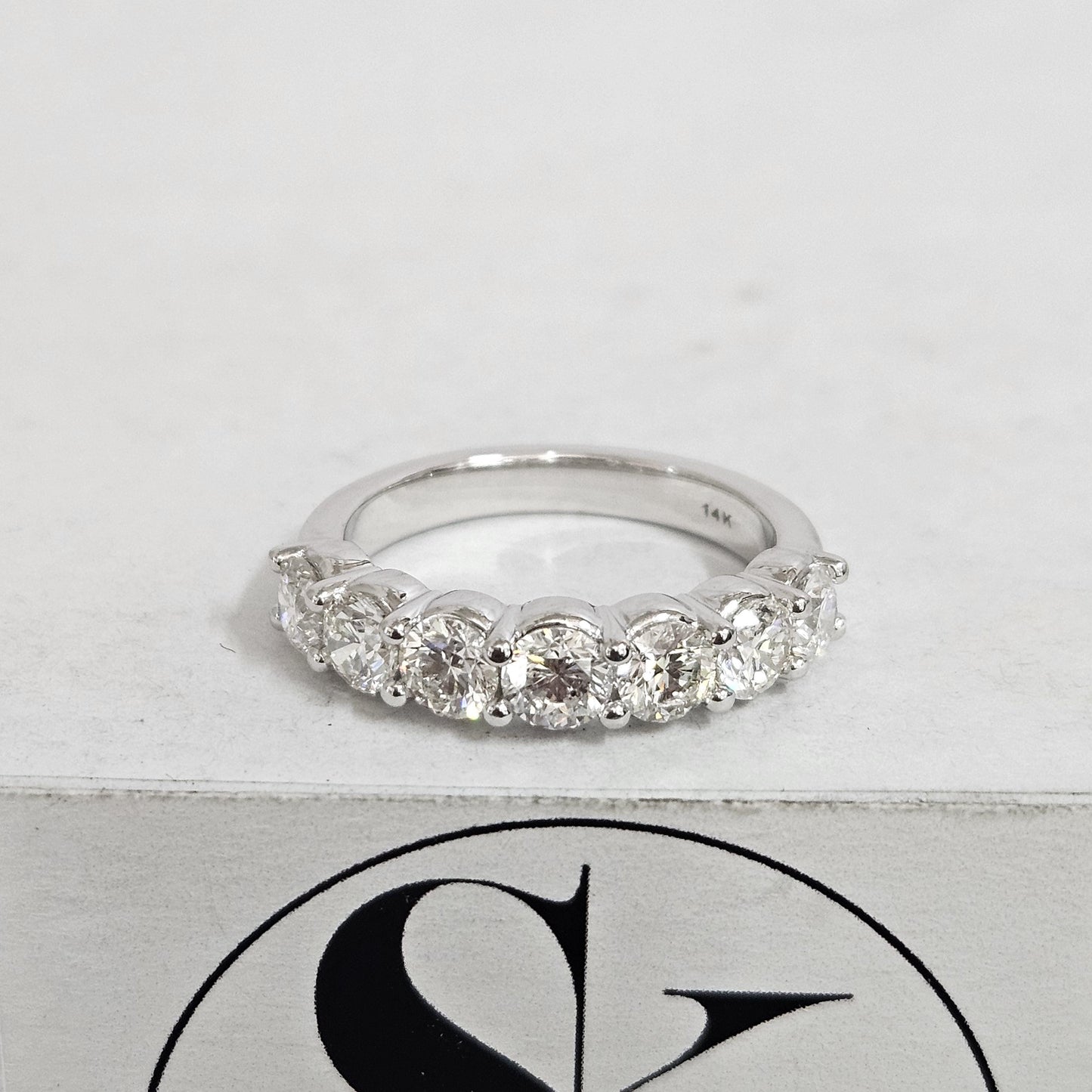 14K Gold Natural Diamond Wedding Band: Half Eternity Stackable Ring- Anniversary Gift