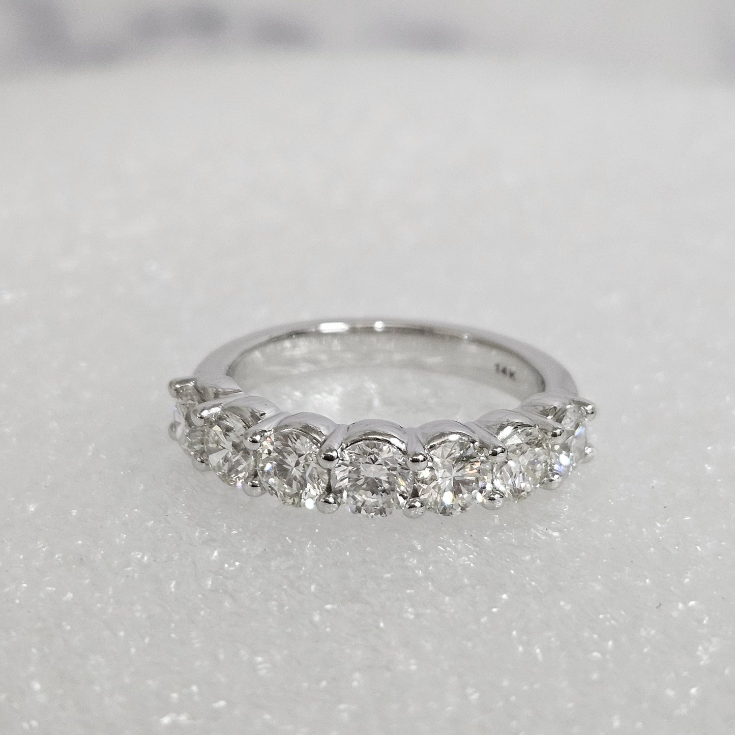 14K Gold Natural Diamond Wedding Band: Half Eternity Stackable Ring- Anniversary Gift