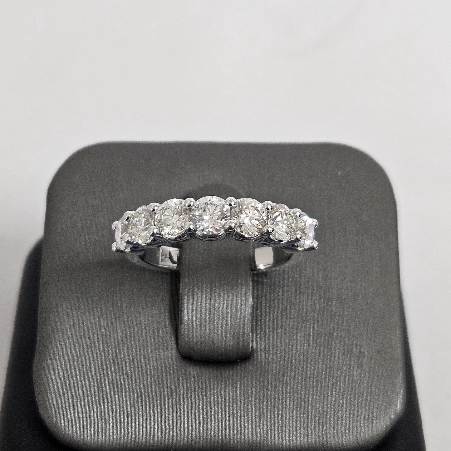 14K Gold Natural Diamond Wedding Band: Half Eternity Stackable Ring- Anniversary Gift