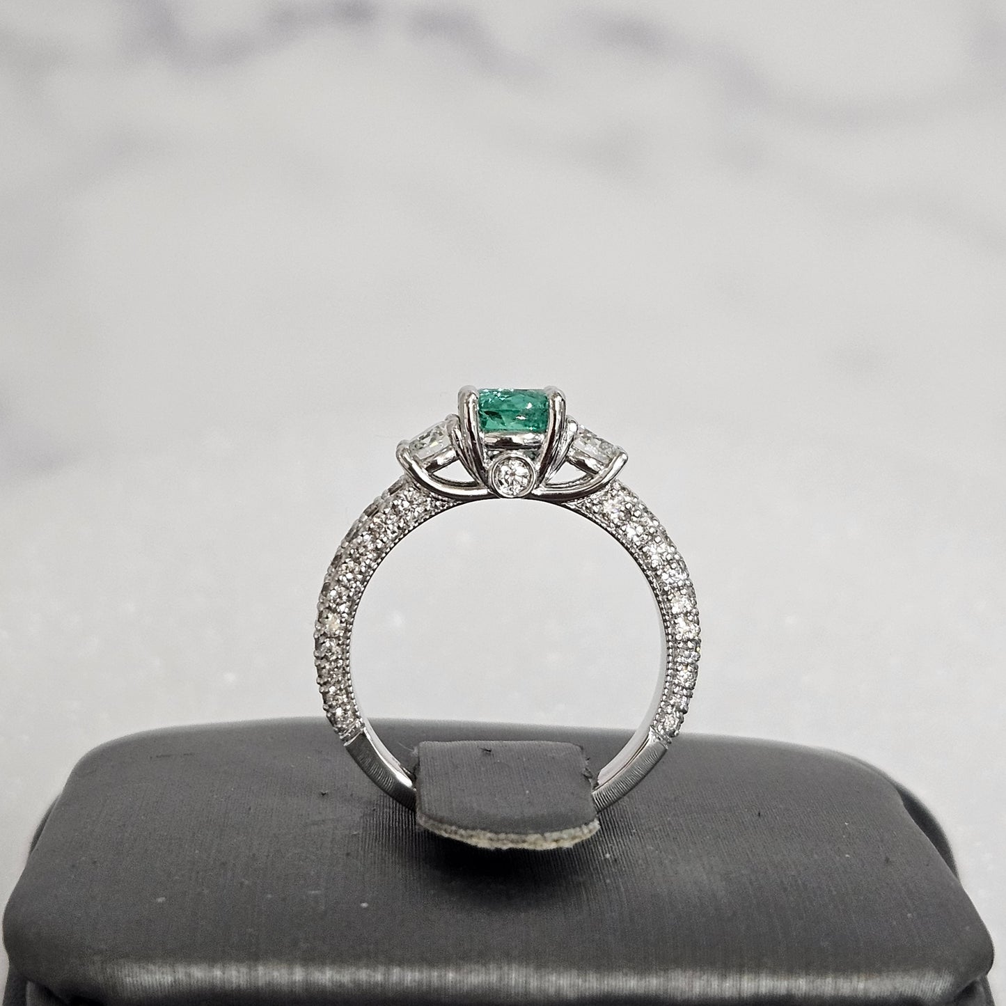 Natural Diamond Emerald Engagement Ring/14k Solid Gold Diamond Emerald Ring/Danity Engagement Ring /Gift for her/Annivesary gift