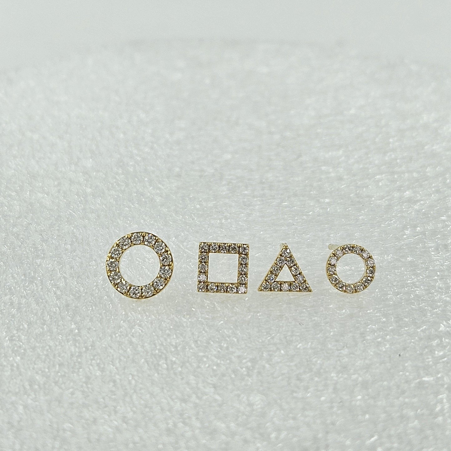 Dainty 14K Gold Natural Diamond Triangle Stud Earrings: Geometric Minimalist Style