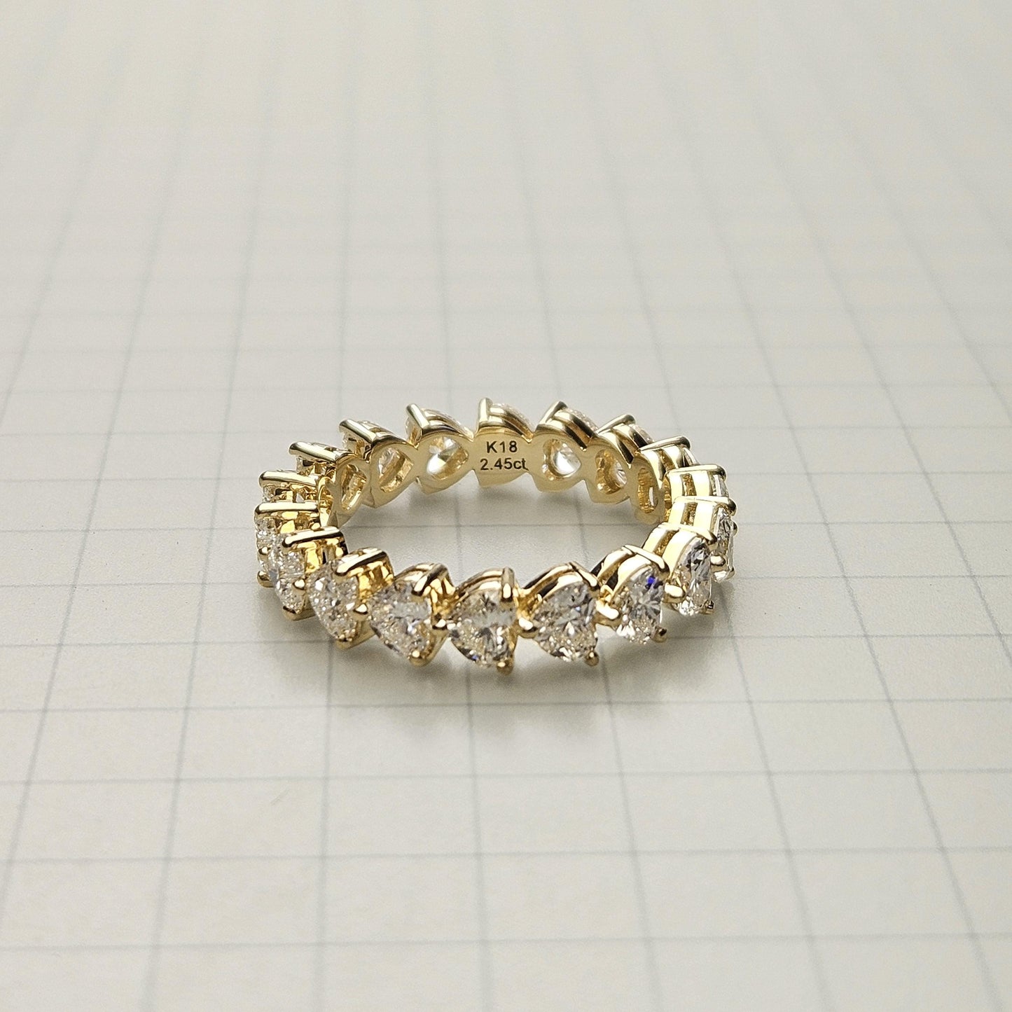 Heart Cut Natural Diamond Eternity Band: 14K Gold Wedding Ring - Anniversary Gift