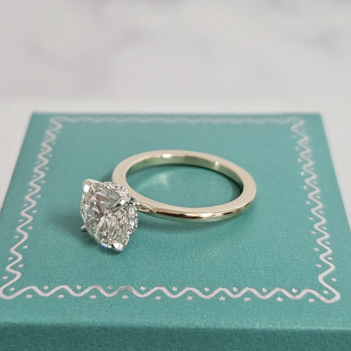 2ct Round Diamond Engagement Ring: 14K Gold Hidden Halo Diamond Ring - Anniversary Ring