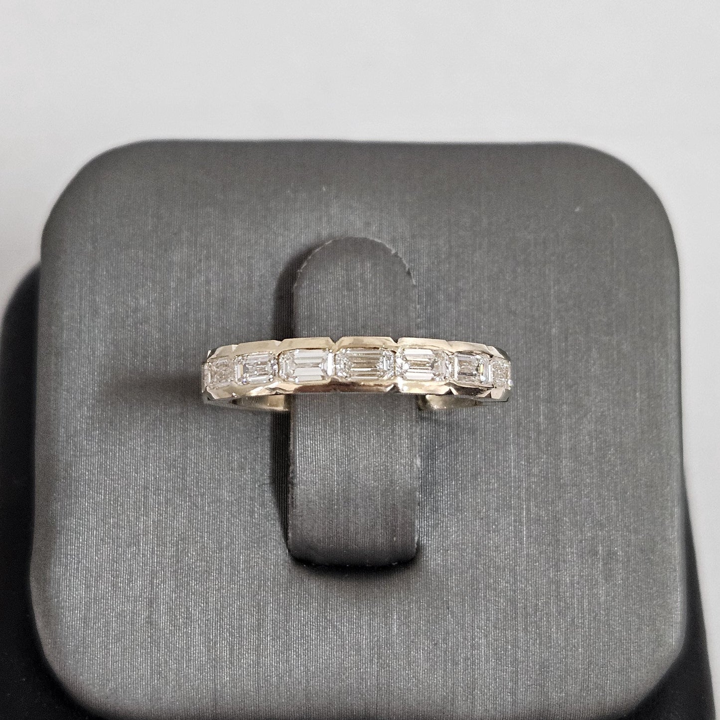 Handmade 14K Gold Emerald Cut Diamond Wedding Band - Anniversary gift