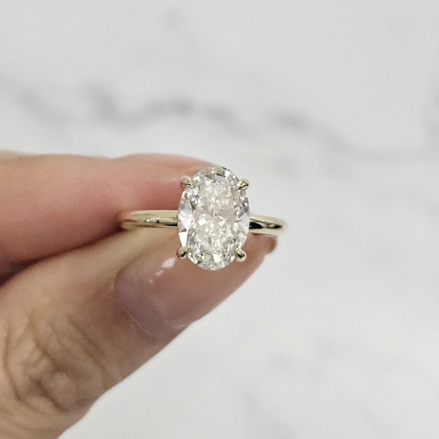 2ct Oval Diamond Engagement Ring: 14K Gold Hidden Halo Diamond Ring - Anniversary gift