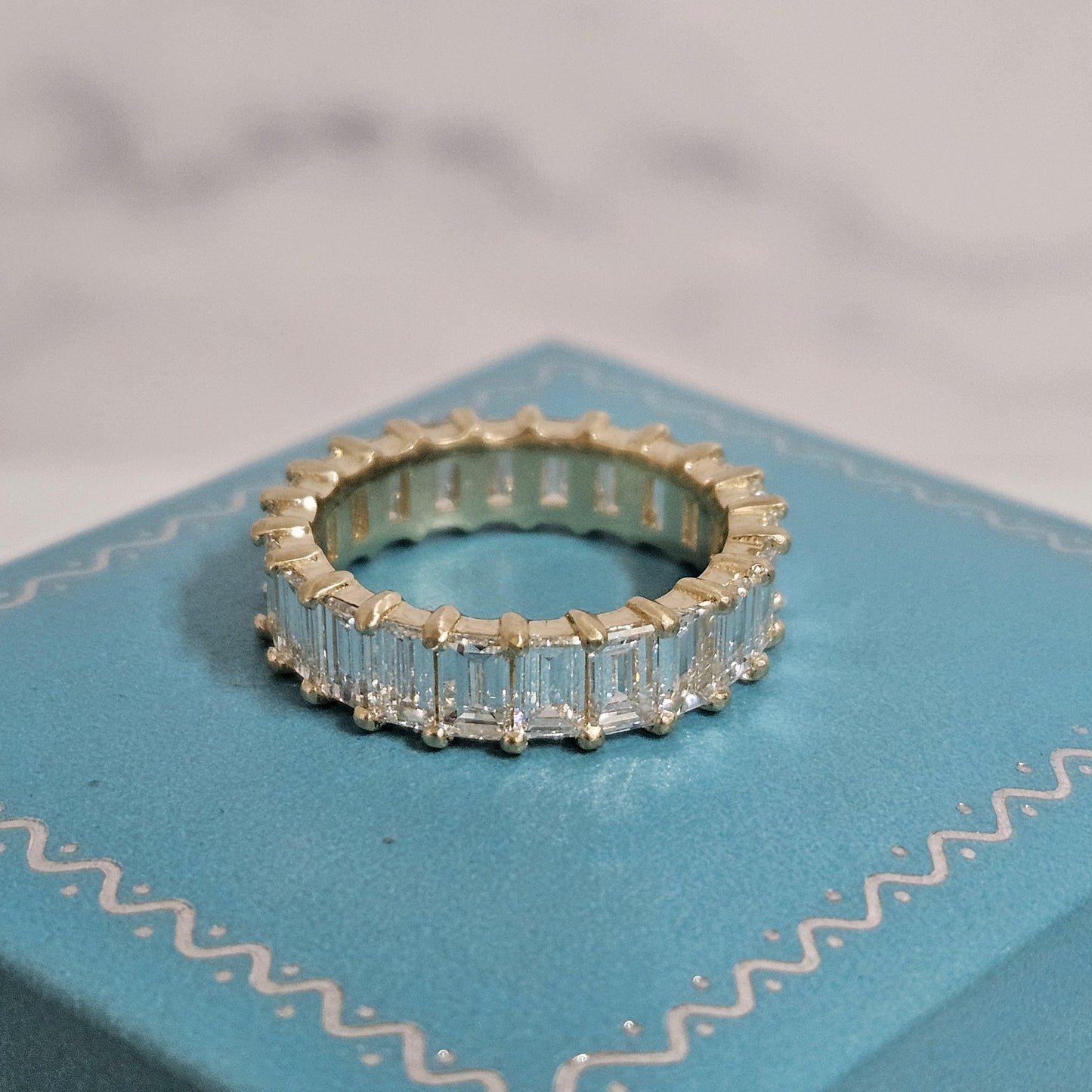 Baguette Diamond Eternity Band - 14K Gold Diamond Ring - Anniversary gift