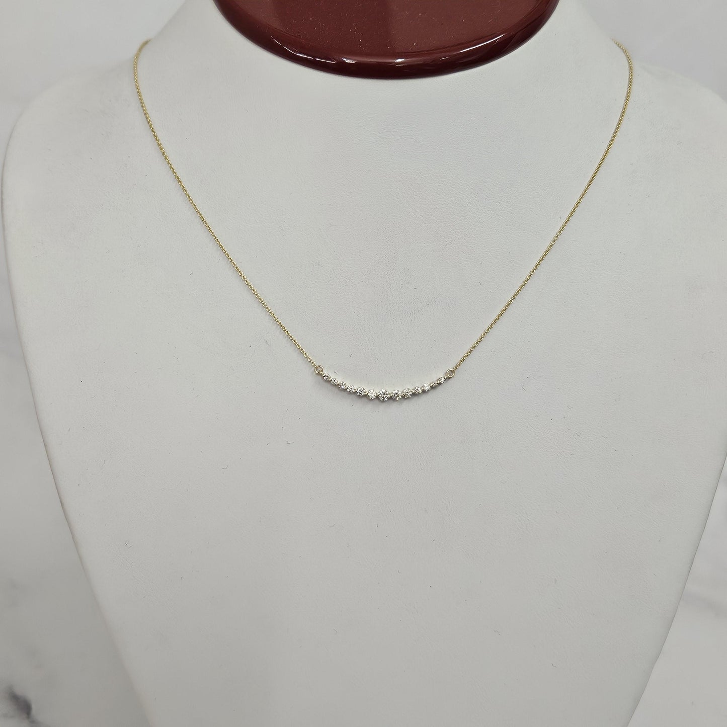 14K Gold Diamond Bar Necklace, Handmade Anniversary Gift