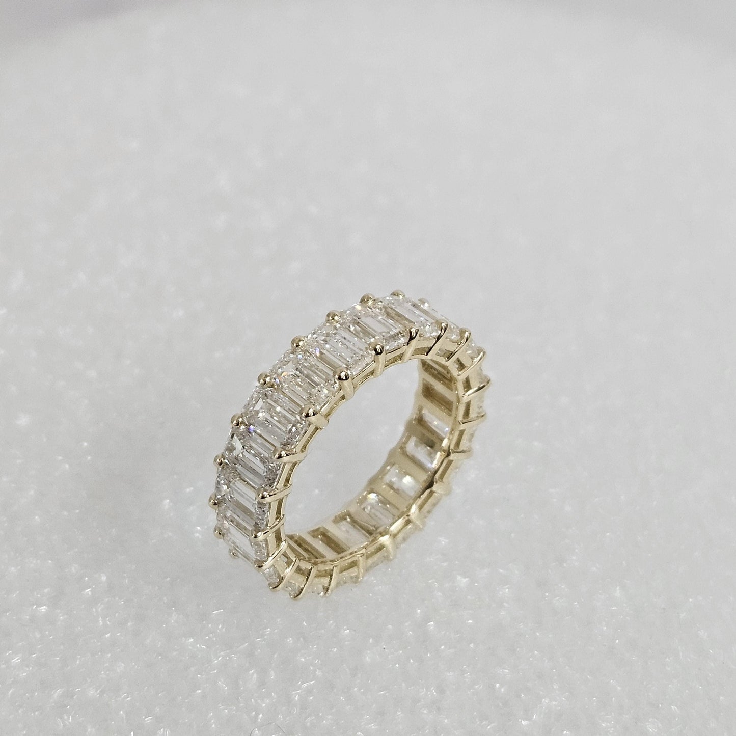 Emerald Cut Diamond Eternity Band - 14K Gold Double Wire Diamond Wedding Ring