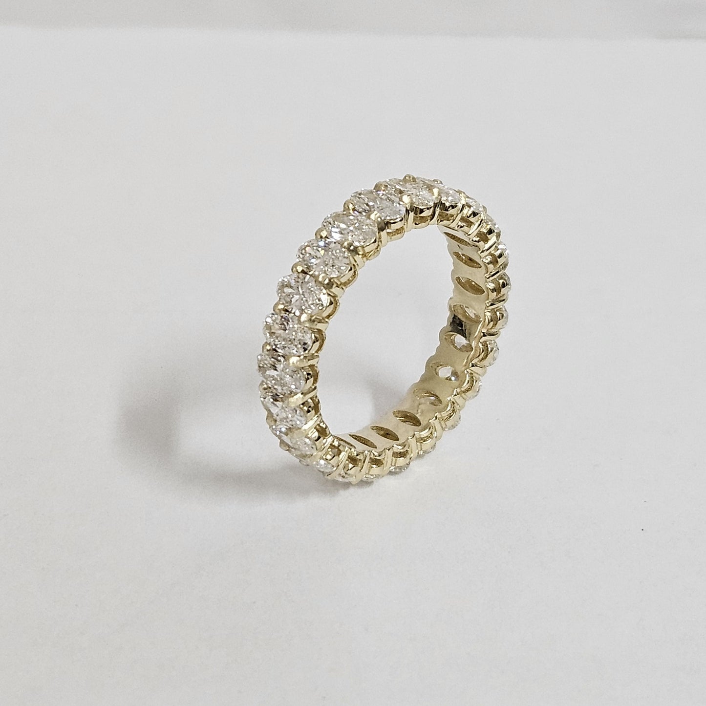 Handmade 14K Gold Oval Diamond Eternity Wedding Band- Anniversary gift