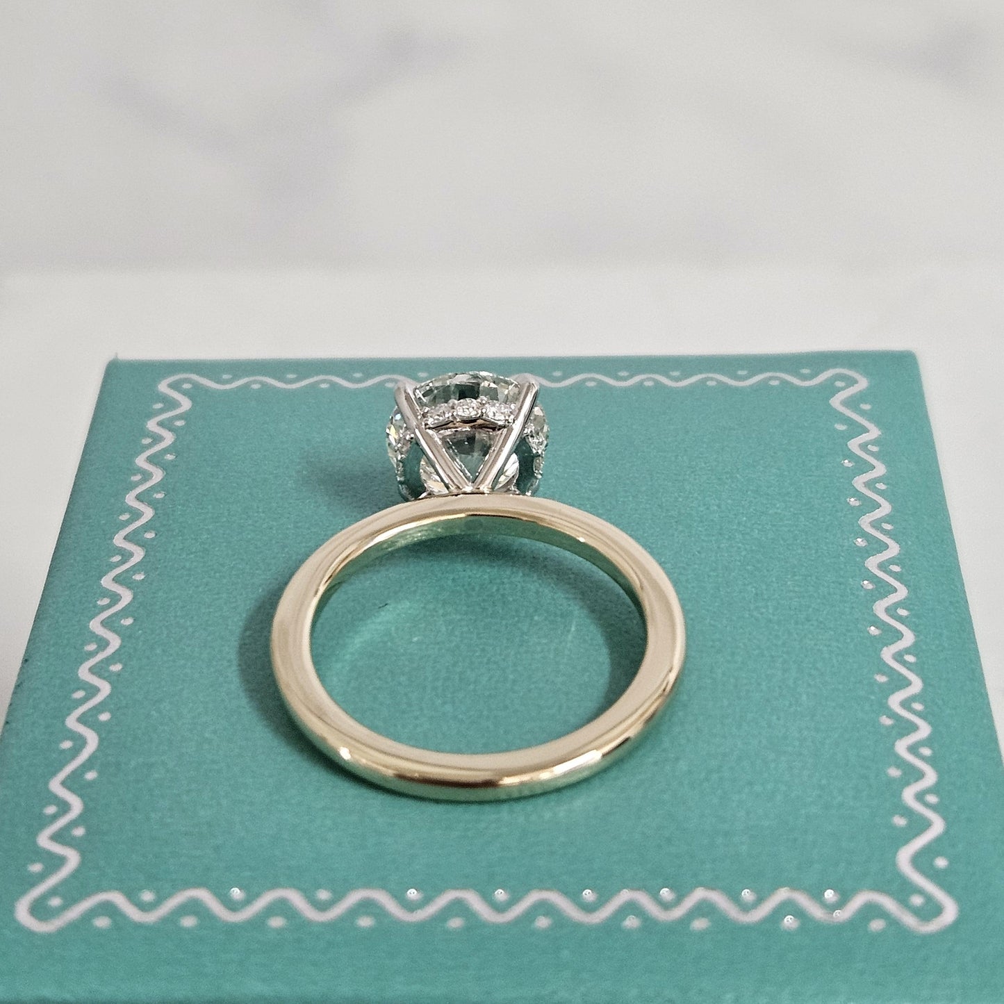 2ct Round Diamond Engagement Ring: 14K Gold Hidden Halo Diamond Ring - Anniversary Ring