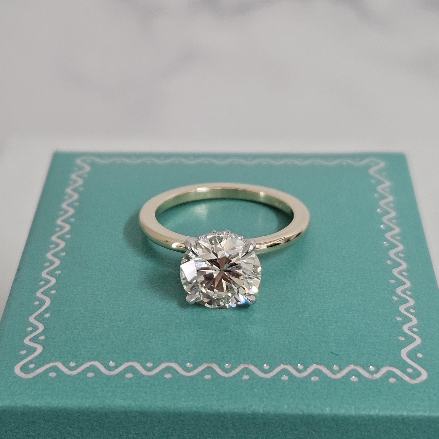 2ct Round Diamond Engagement Ring: 14K Gold Hidden Halo Diamond Ring - Anniversary Ring