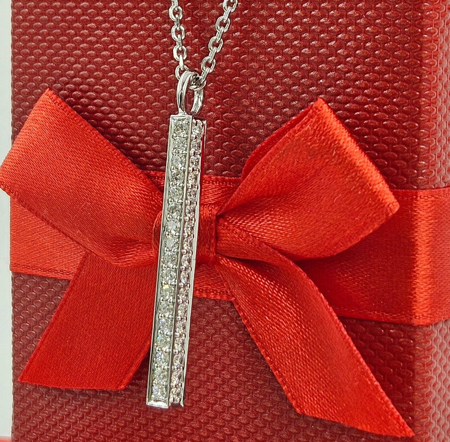Five Sides Full  Natural Diamond Bar Pendent / 14K,18K gold Simple Classic Men's Women's Natural Diamond Bar Pendent / Anniversary Gift