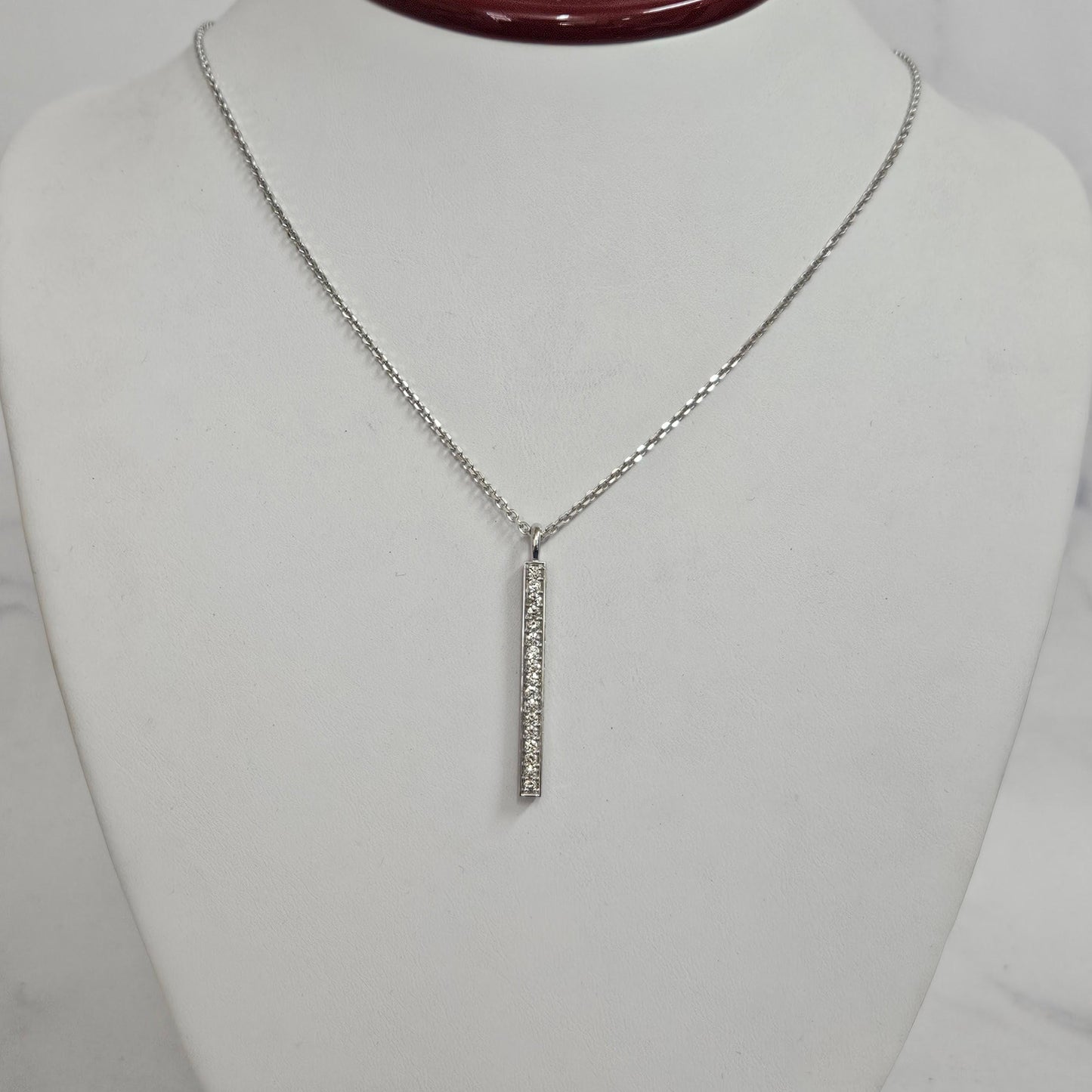Five Sides Full  Natural Diamond Bar Pendent / 14K,18K gold Simple Classic Men's Women's Natural Diamond Bar Pendent / Anniversary Gift