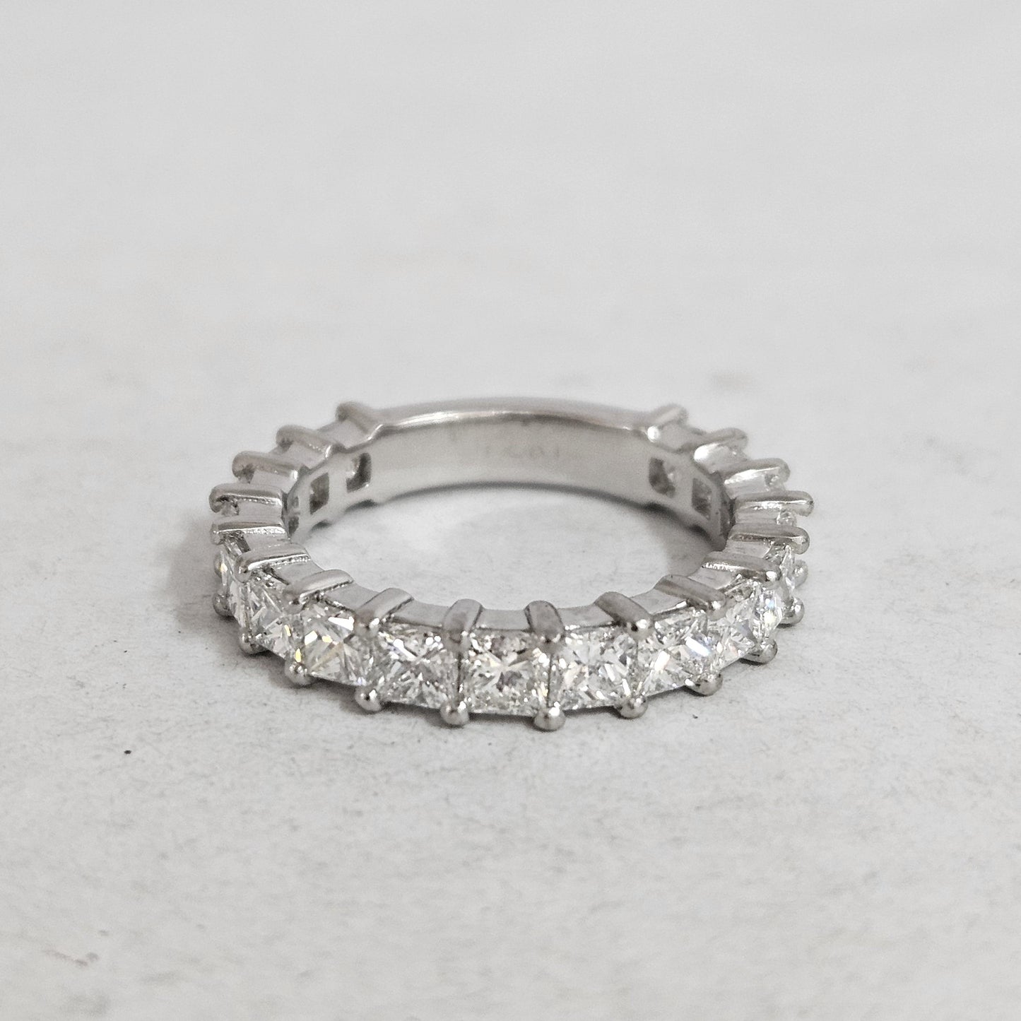 14K Gold Princess Cut Natural Diamond Eternity Wedding Band - Anniversary Gift