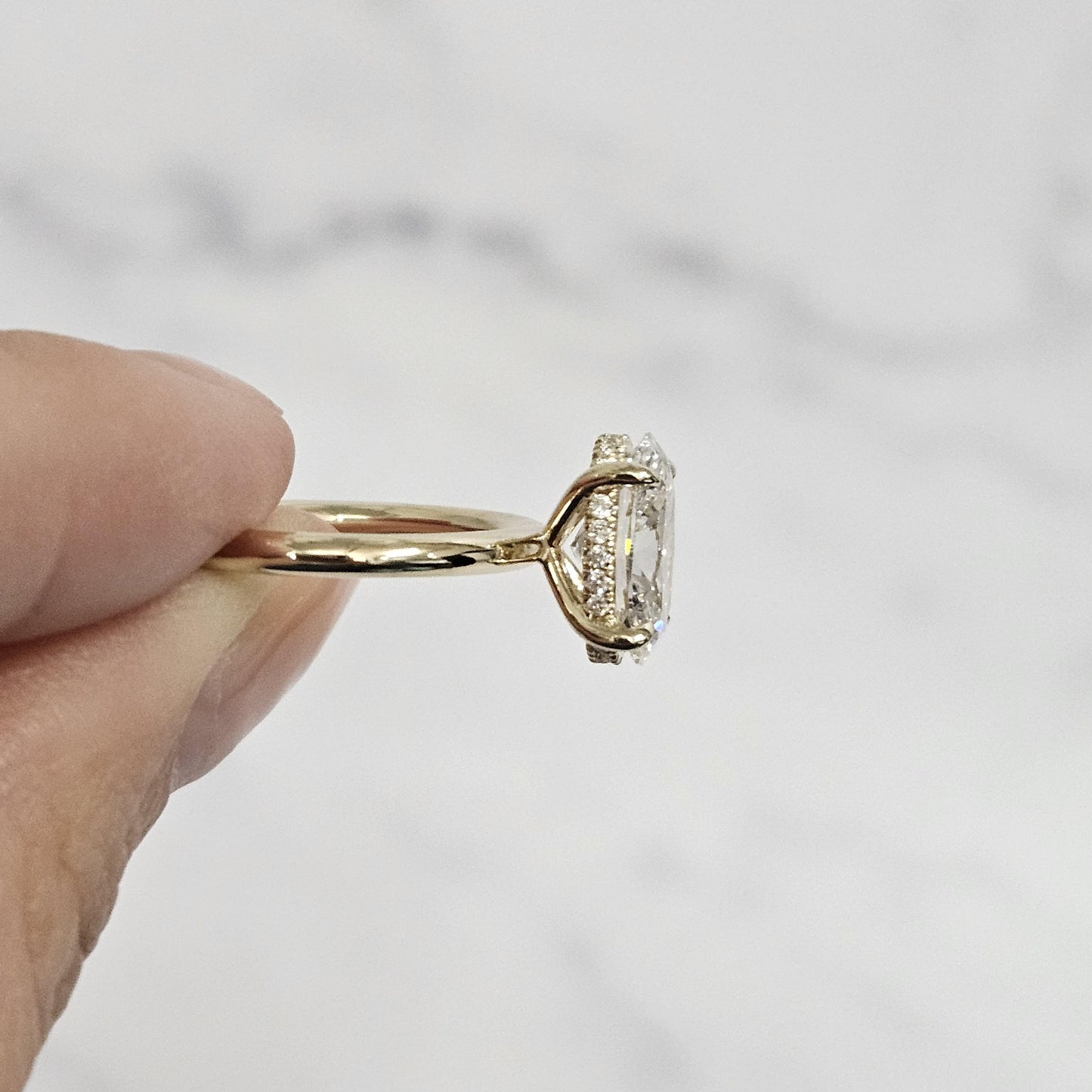 2ct Oval Diamond Engagement Ring: 14K Gold Hidden Halo Diamond Ring - Anniversary gift