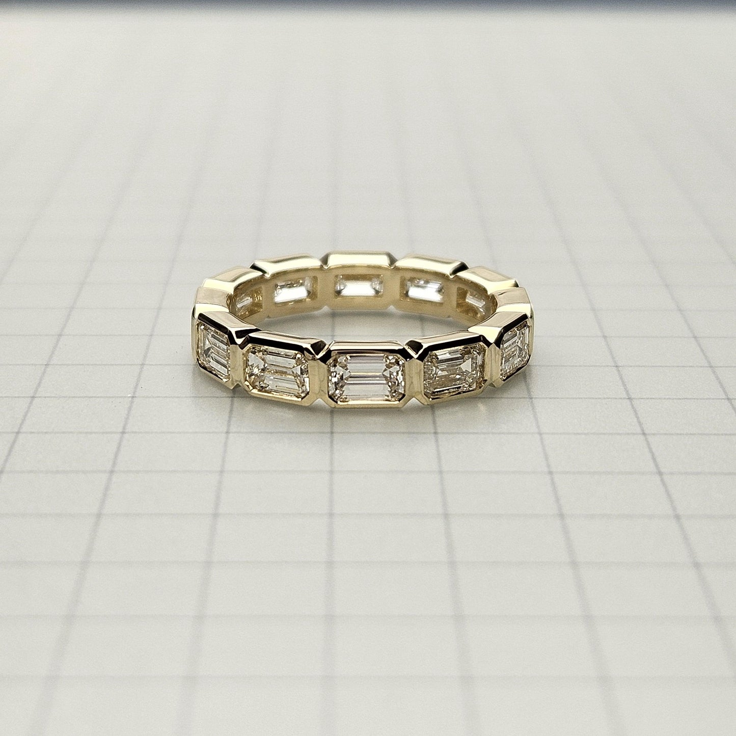 Bezel Set Emerald Cut Natural Diamond Eternity Band - 14K Gold Anniversary Ring