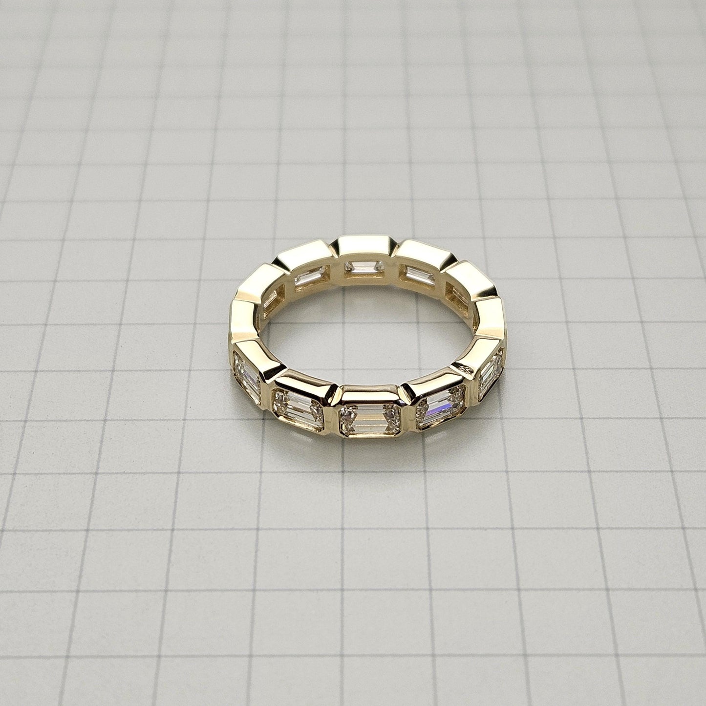 Bezel Set Emerald Cut Natural Diamond Eternity Band - 14K Gold Anniversary Ring
