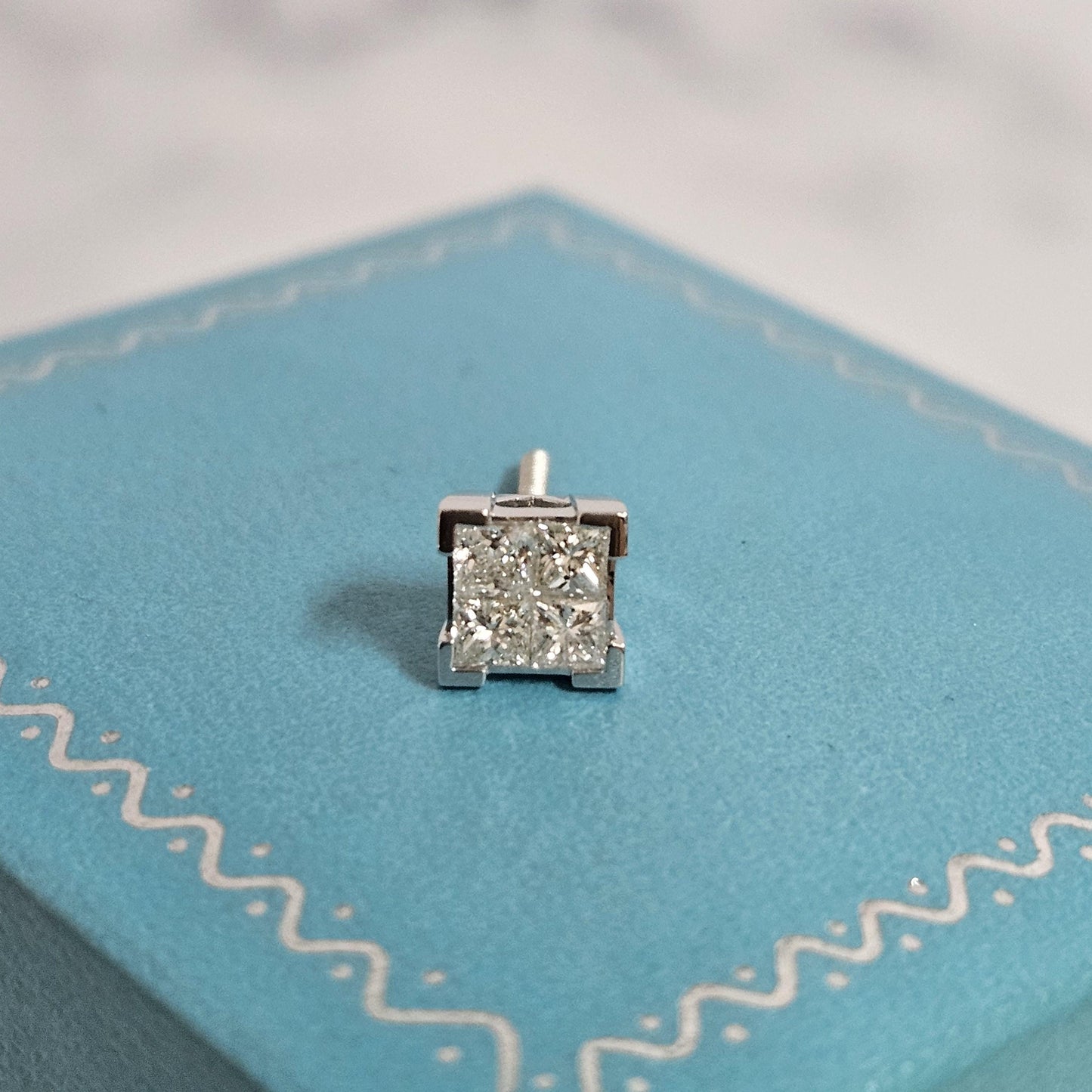 Princess Cut Natural Diamond Stud Earrings: 14K Gold Invisible  Setting Earring