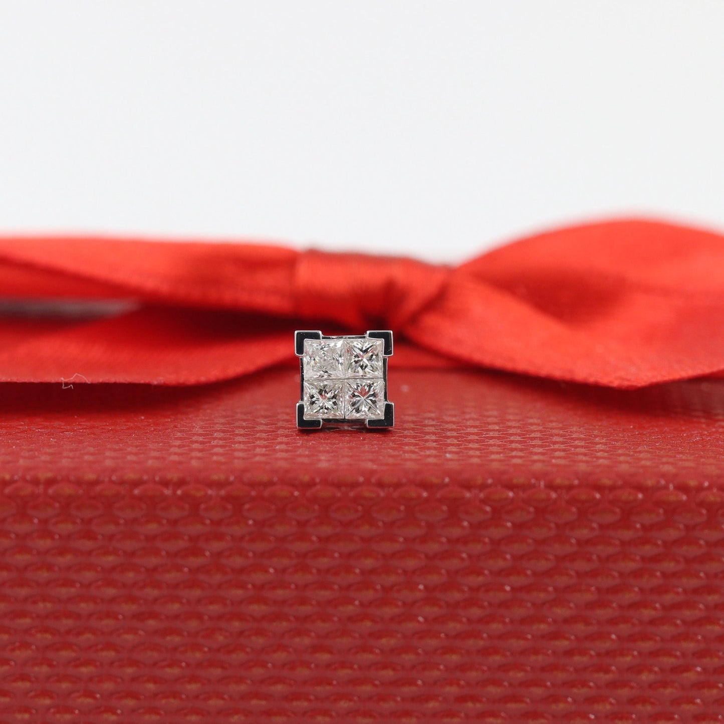 Princess Cut Natural Diamond Stud Earrings: 14K Gold Invisible  Setting Earring