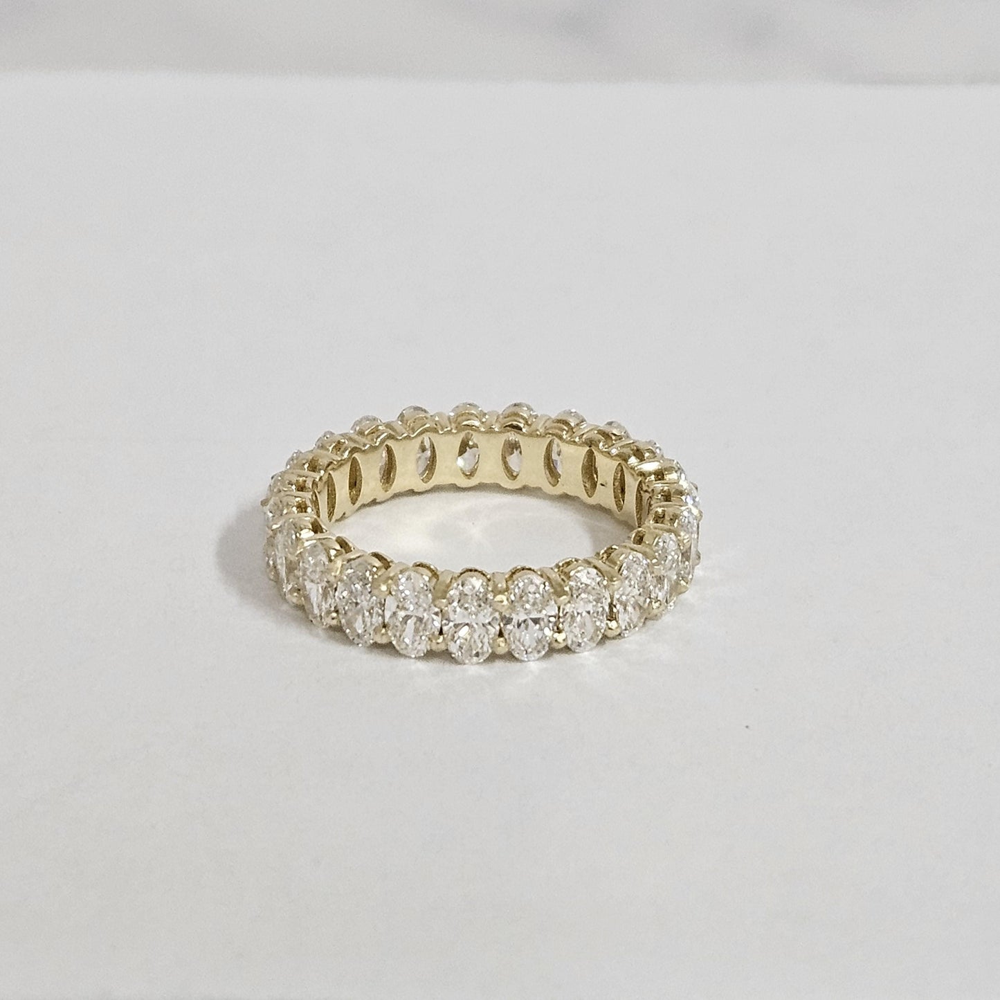 Handmade 14K Gold Oval Diamond Eternity Wedding Band- Anniversary gift